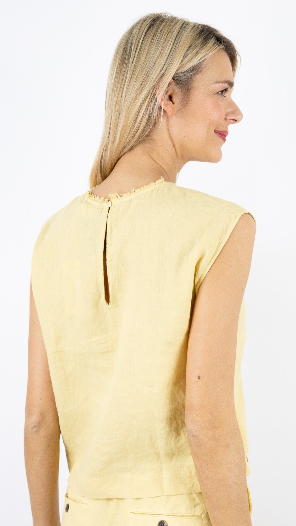 TOP COURT SANS MANCHES EN LIN POUR FEMME HARTFORD HOWI#COLOR_23/CORN JAUNE