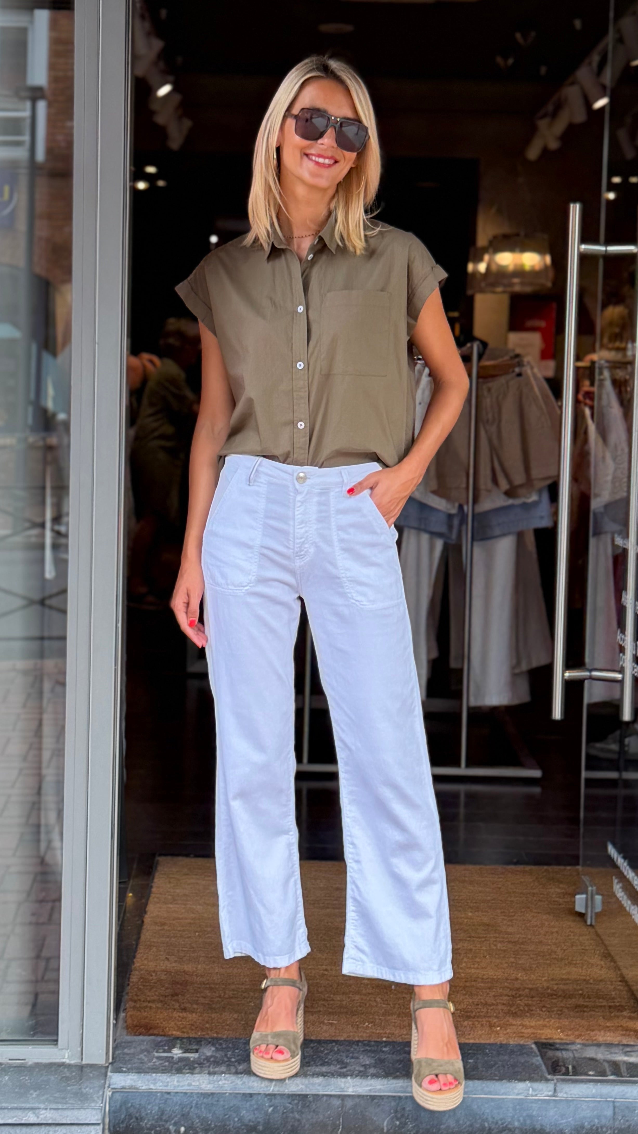 CHEMISE SANS MANCHES EN COTON KAKI MKT CLADY