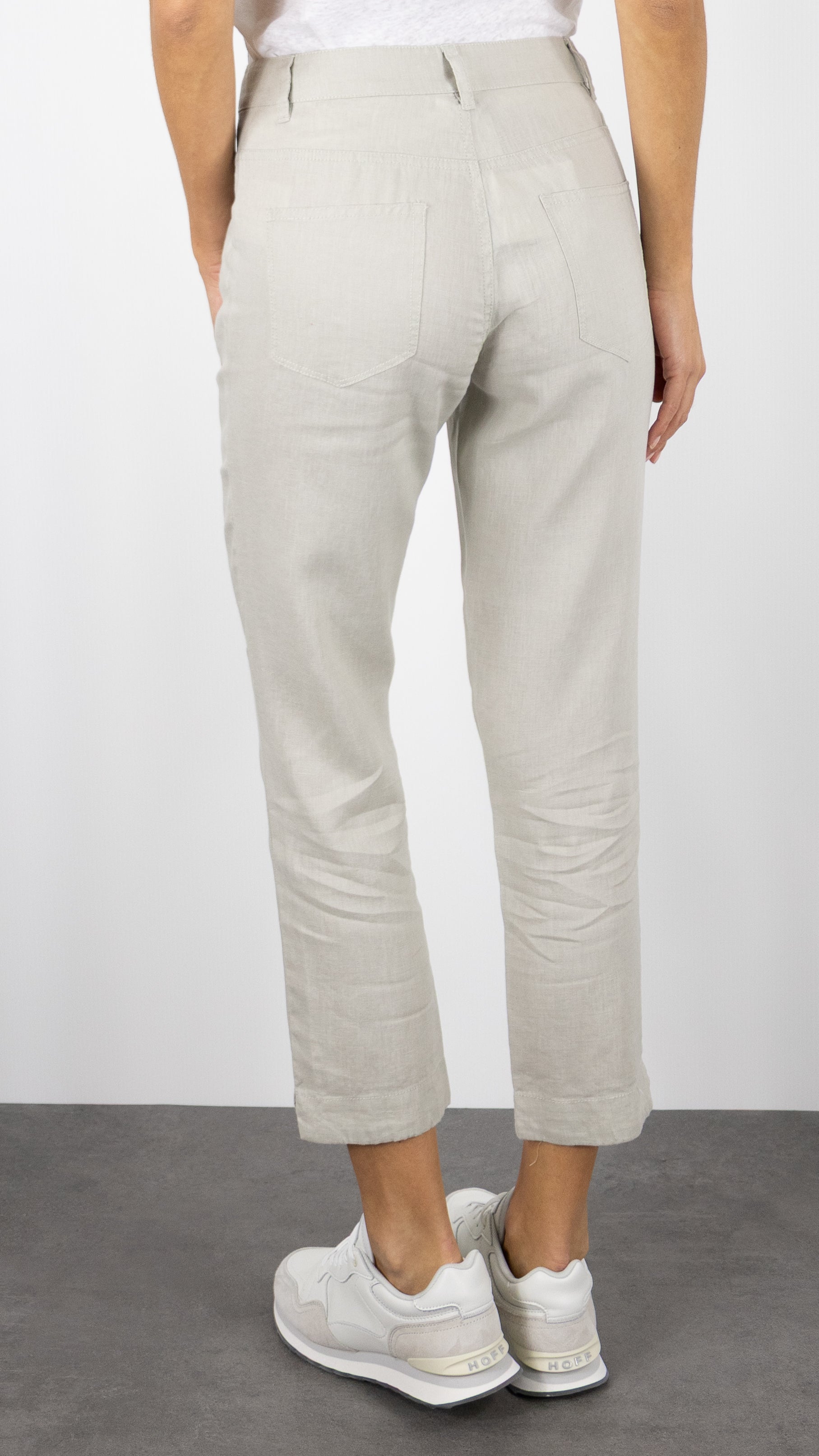 PANTALON COUPE CIGARETTE EN LIN BENSIMON IPANEMA#COLOR_CHANVRE/GREIGE