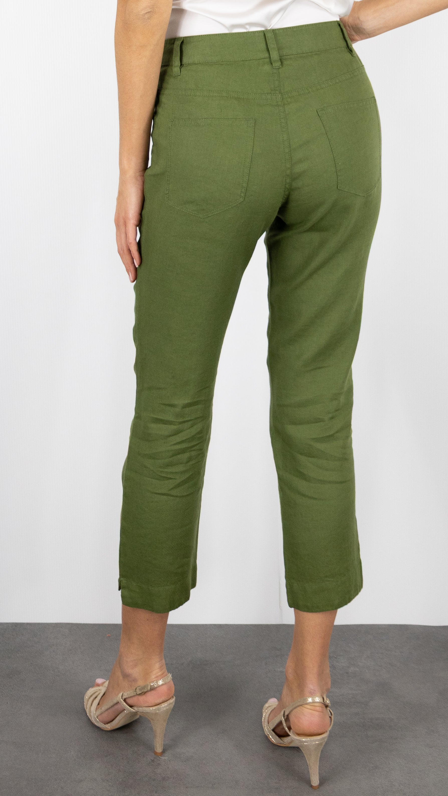 PANTALON COUPE CIGARETTE EN LIN BENSIMON IPANEMA#COLOR_CYPRES/KAKI