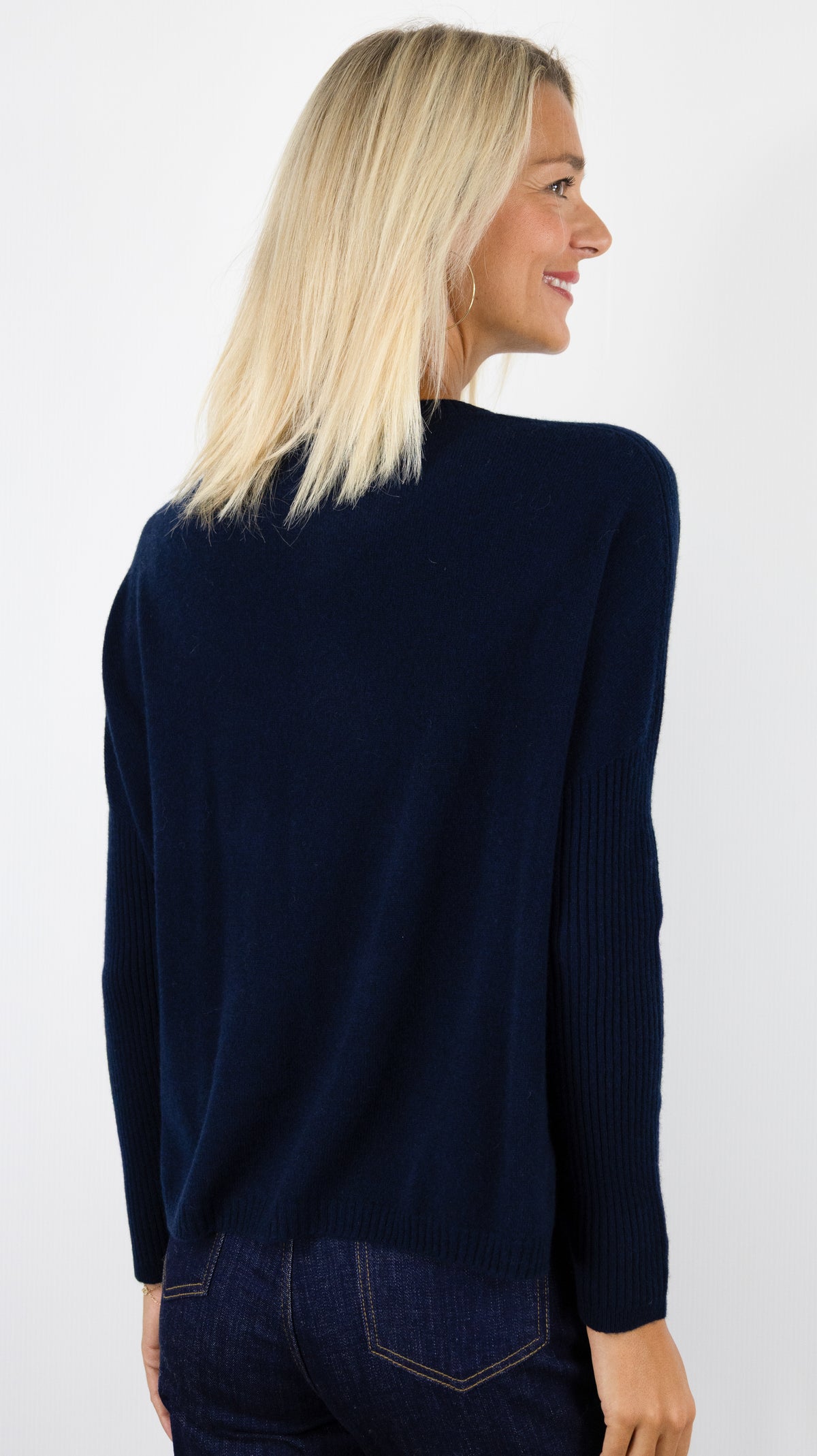 PULL COL V AMPLE EN CACHEMIRE ESTHEME HJQ269C#COLOR_53370/NUIT MARINE