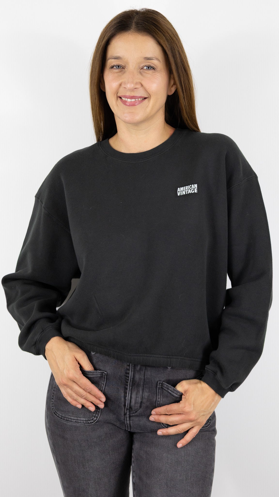 SWEAT EN COTON AMERICAN VINTAGE IZUBIRD#COLOR_REGLISSE