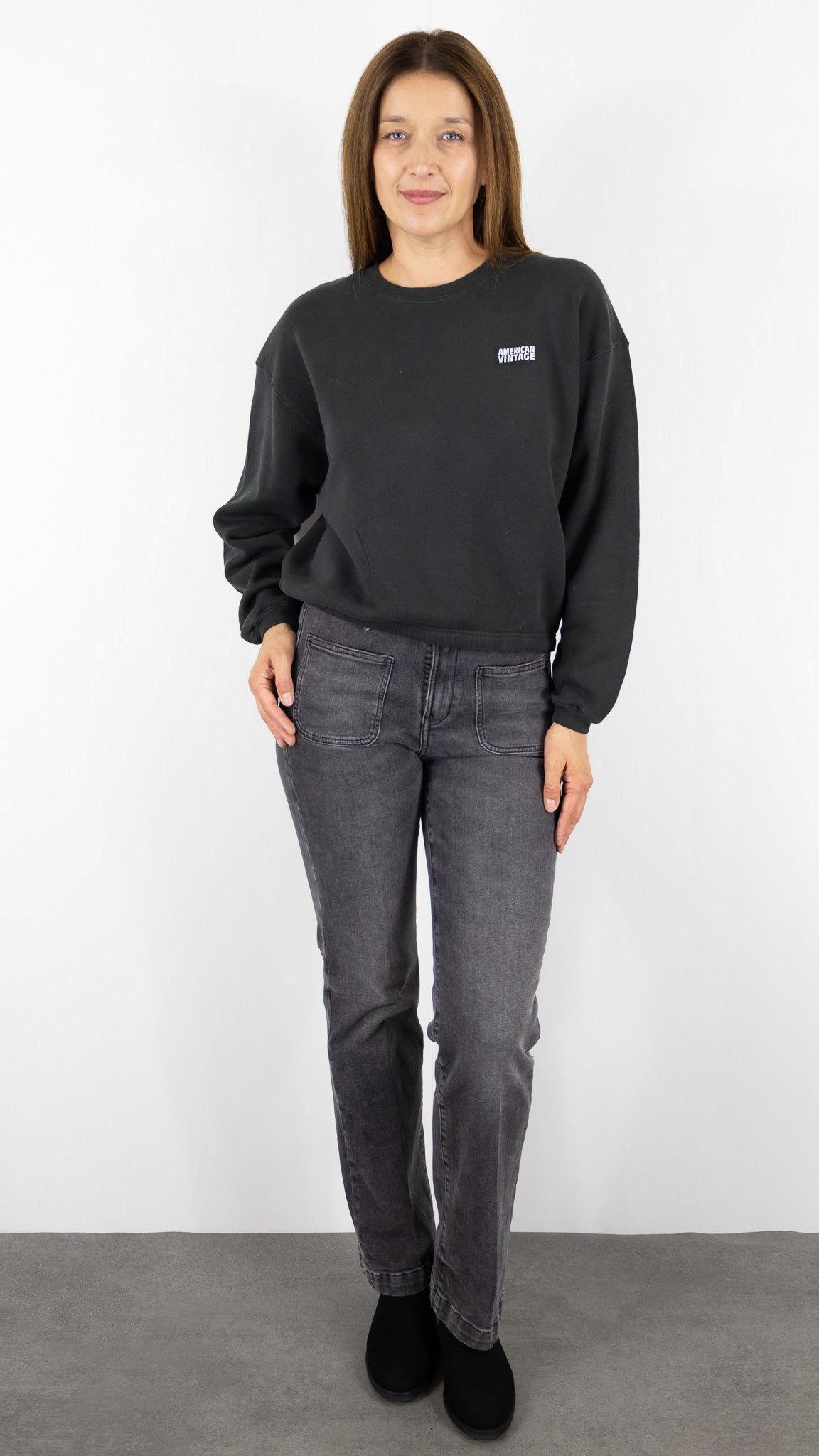 SWEAT EN COTON AMERICAN VINTAGE IZUBIRD#COLOR_REGLISSE