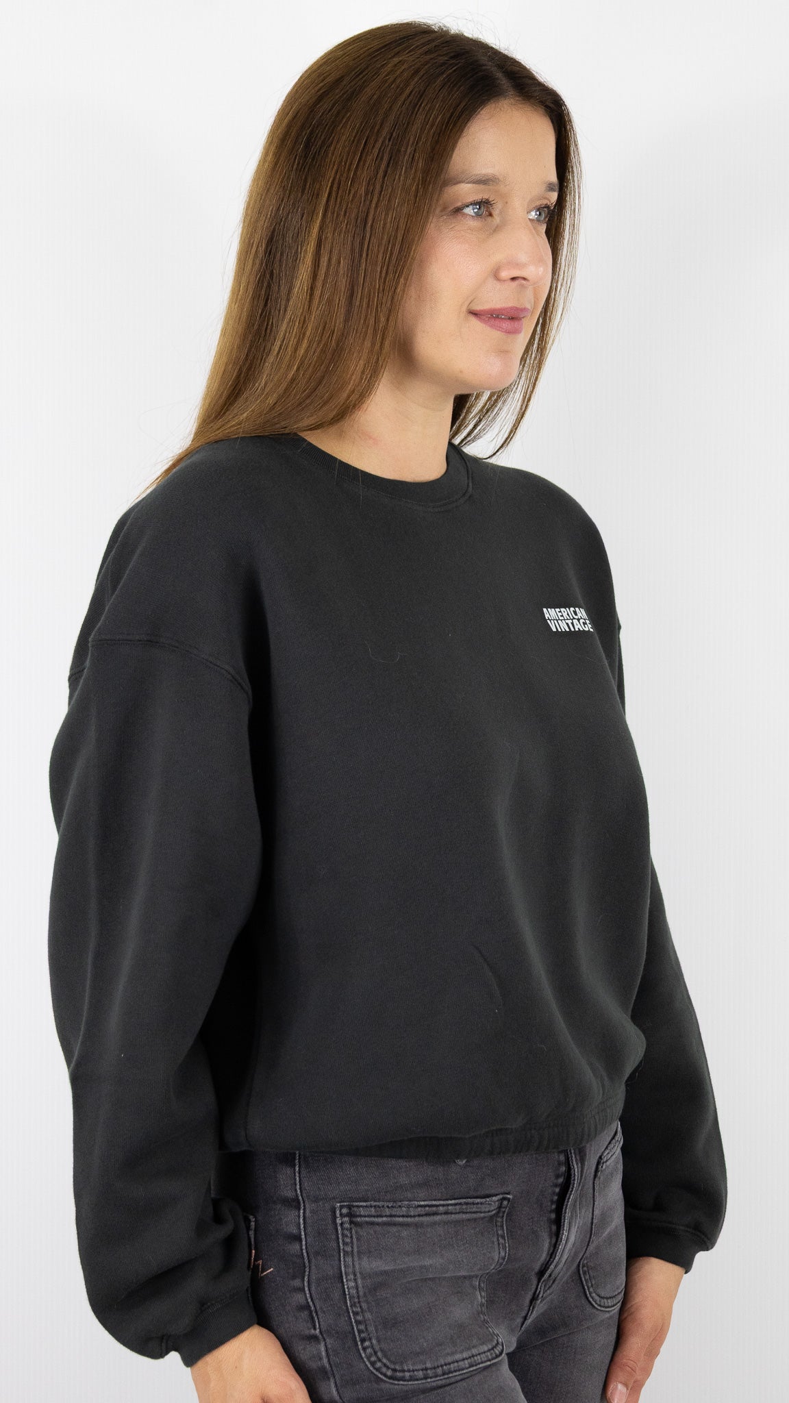 SWEAT EN COTON AMERICAN VINTAGE IZUBIRD#COLOR_REGLISSE