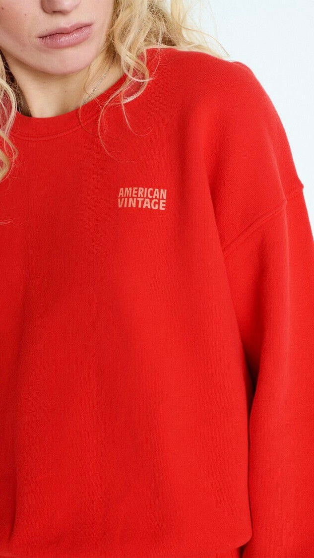 SWEAT EN COTON AMERICAN VINTAGE IZUBIRD#COLOR_FRAISE/ROUGE