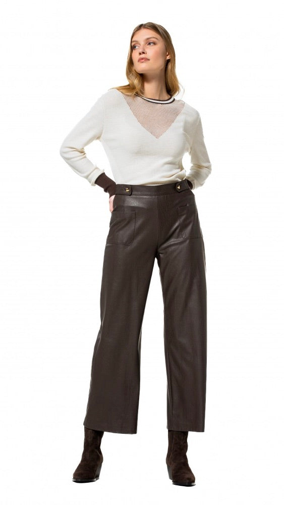 PANTALON EN FAUX CUIR CHOCO CAROLINE BISS 4591