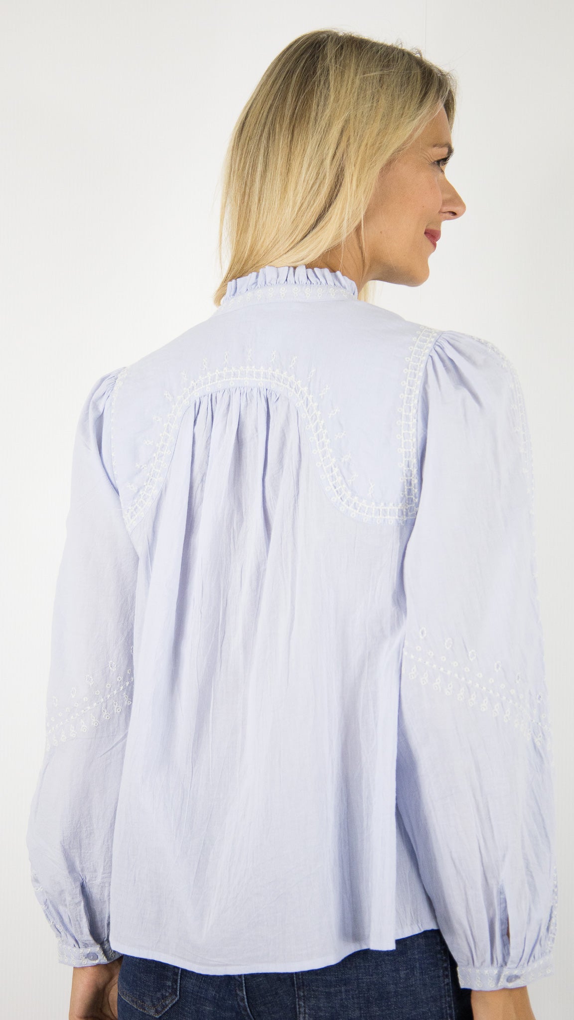 BLOUSE BRODEE EN COTON BA&SH#COLOR_BLEU CIEL