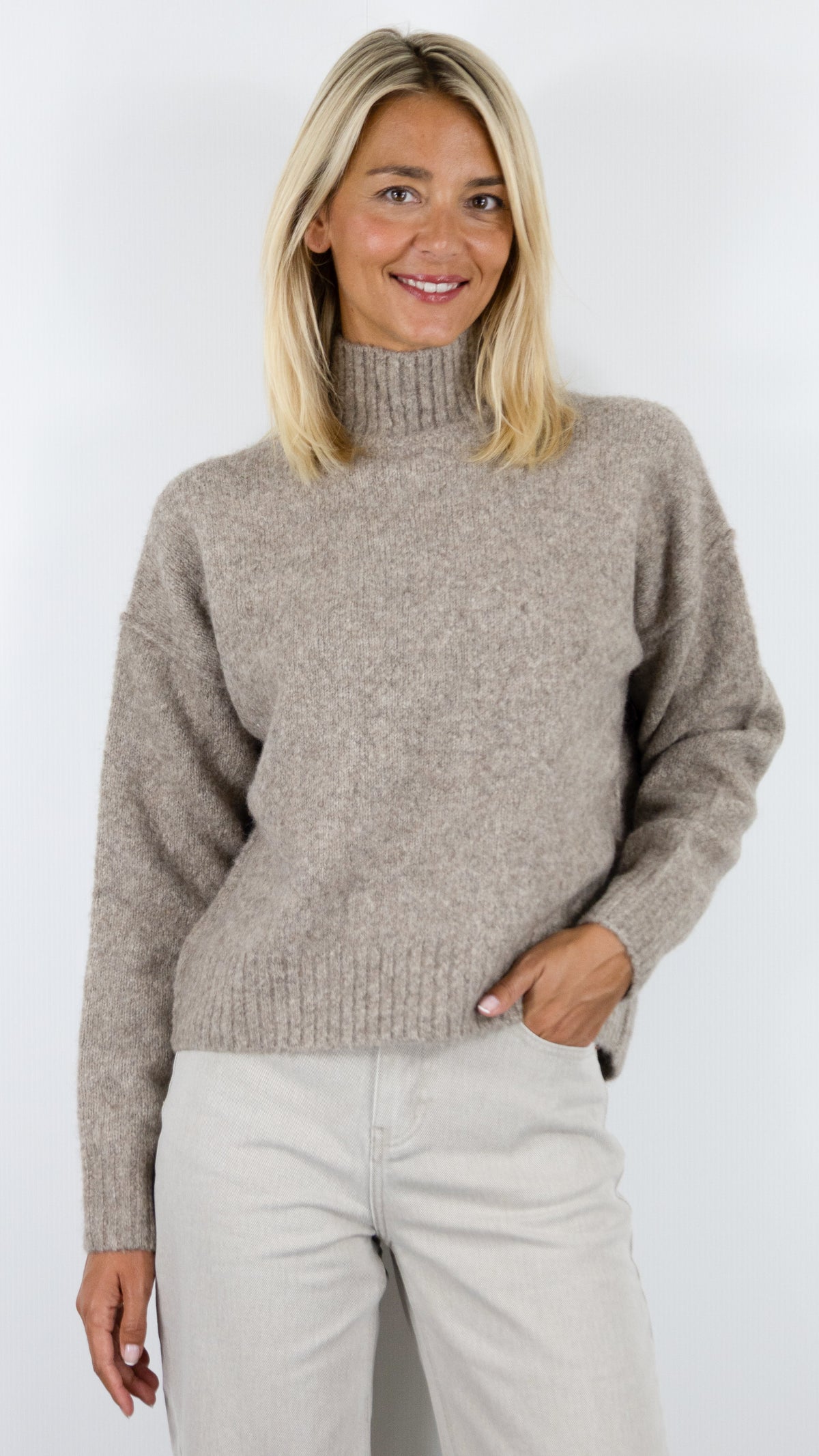 PULL cCOL CHEMINEE EN YAK POUR FEMME HARTFORD MYBONE MUSHROOM TAUPE