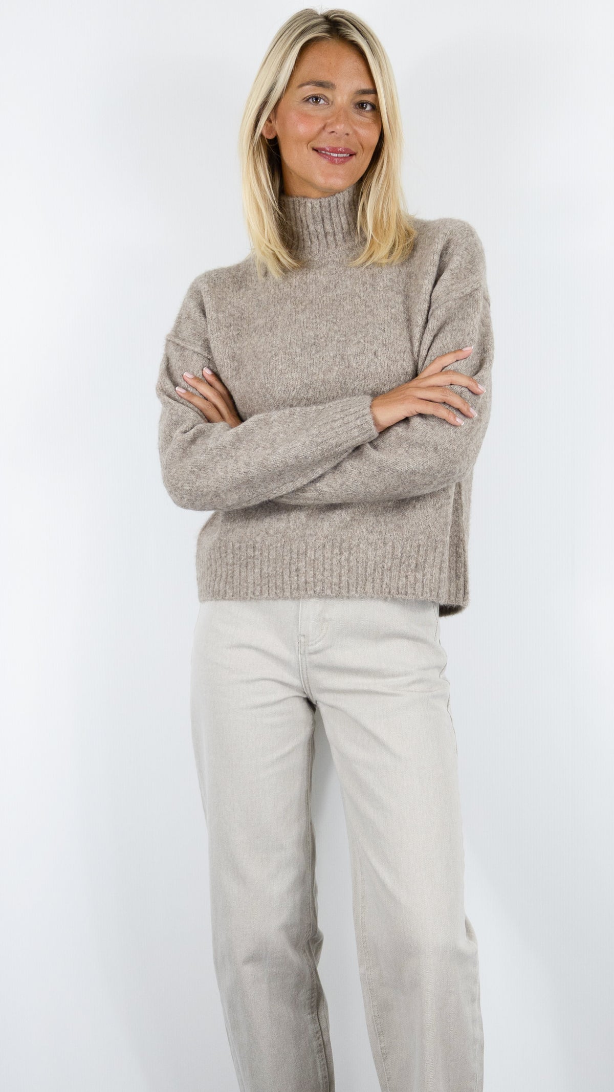 PULL COL CHEMINEE EN YAK POUR FEMM HARTFORD MYBONE MUSHROOM TAUPE