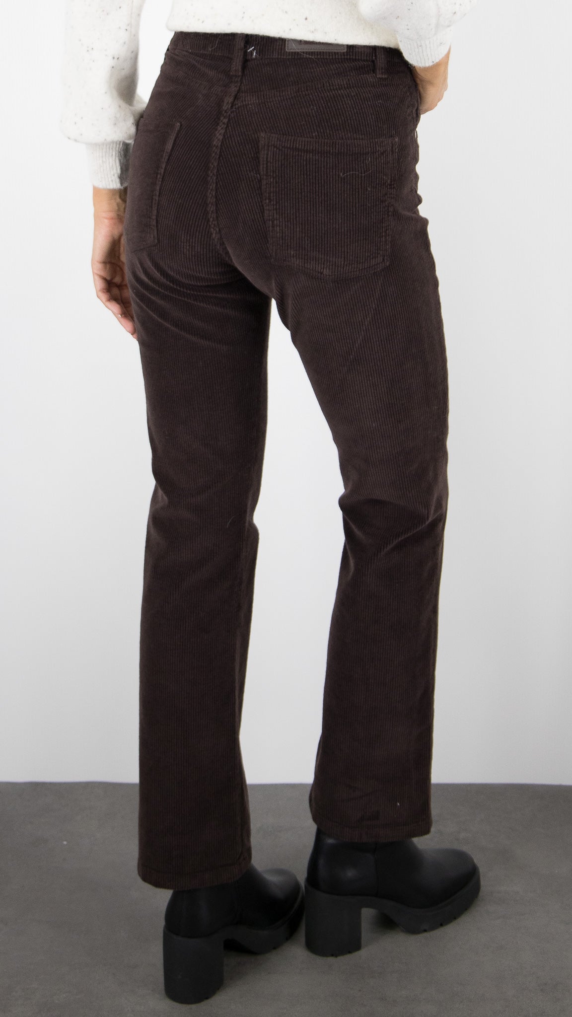 PANTALON DROIT EN VELOURS COTELE FEMME DENIM STUDIO JEFF ORIGINAL CORD#COLOR_ECORCE/CHOCO