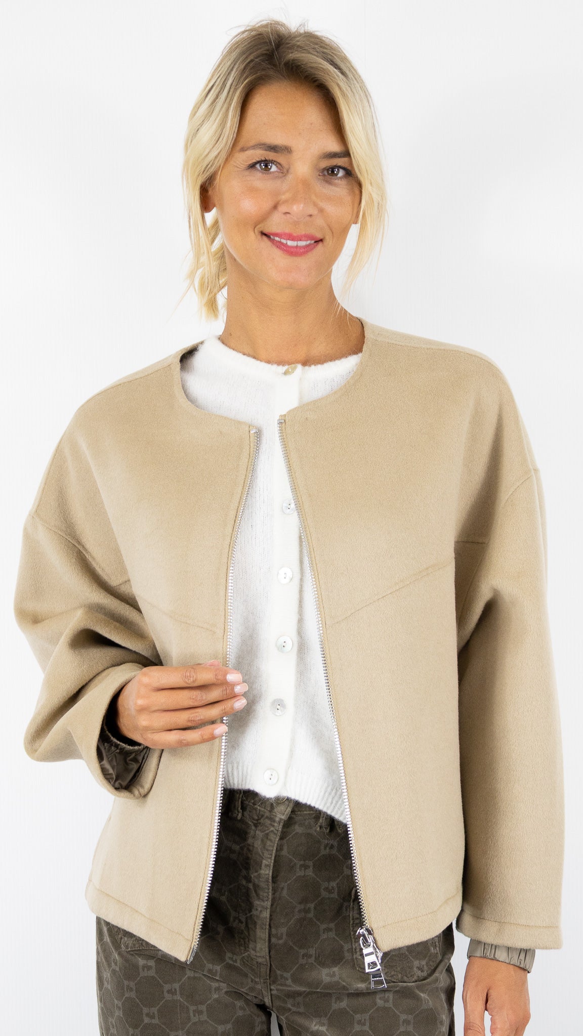 VESTE EN LAINE CAPUCHE AMOVIBLE BEIGE BLONDE N°8 JERRY