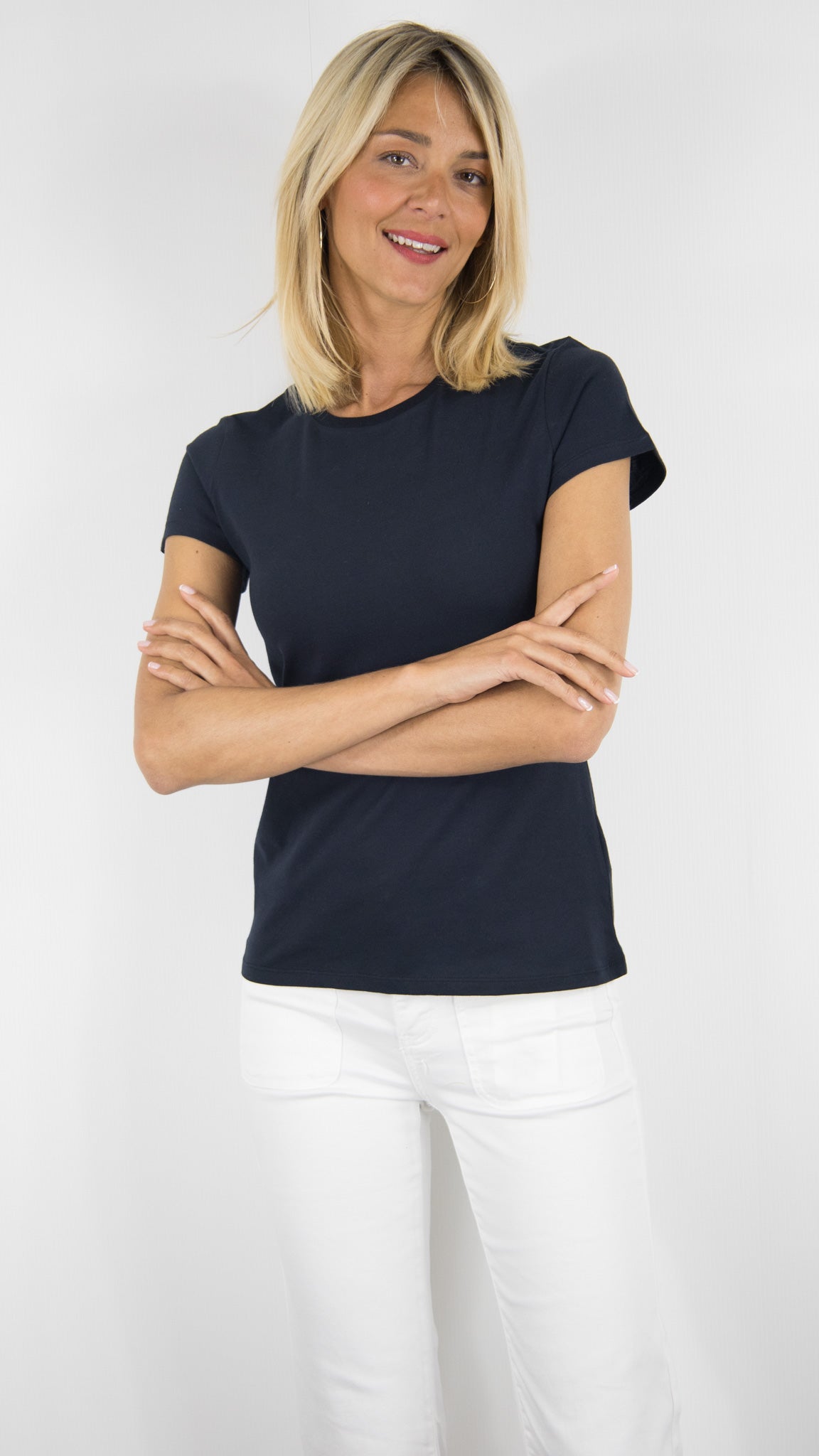 TEE SHIRT EN COTON MAJESTIC #COLOR_003/MARINE