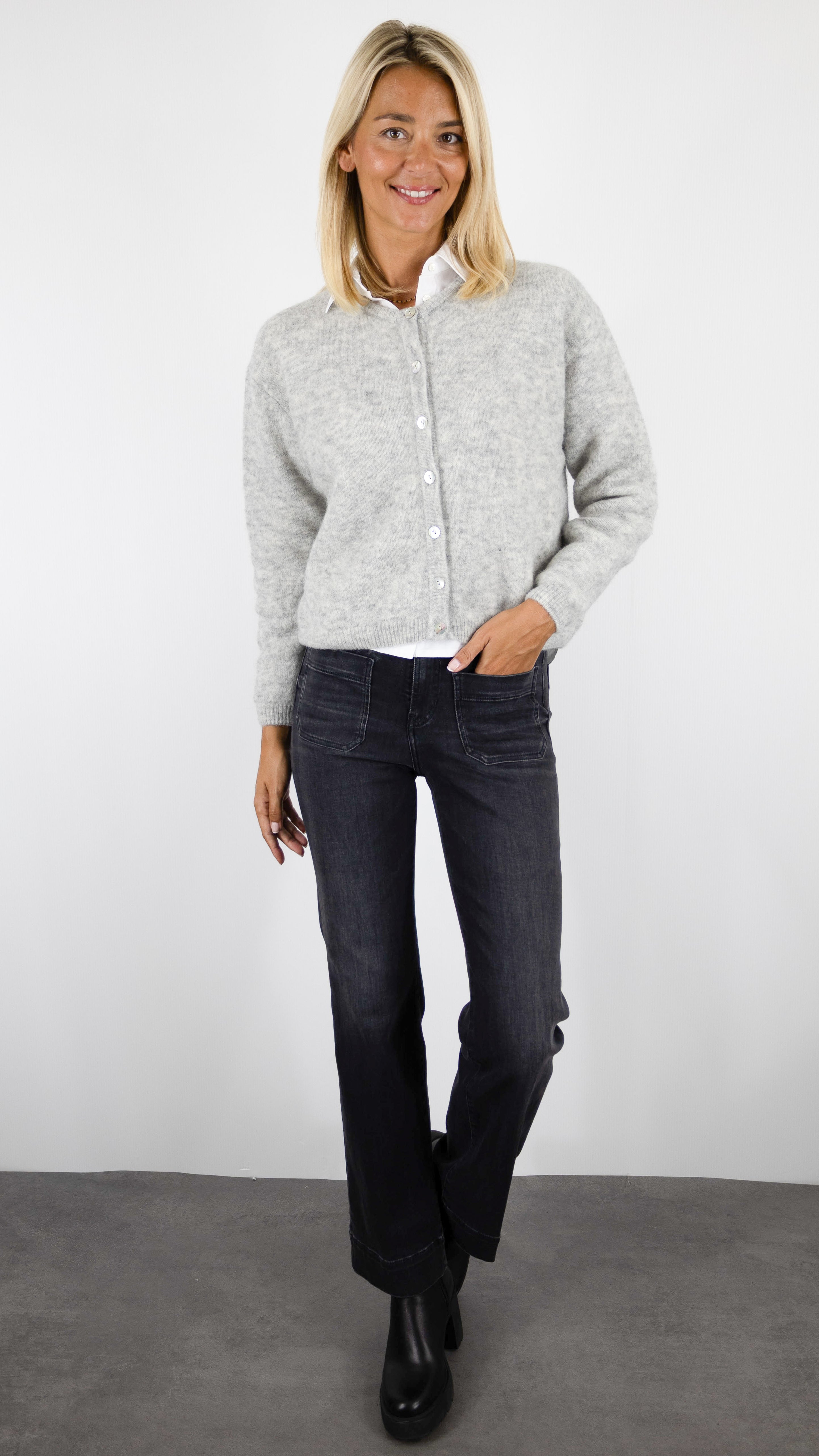 GILET COL ROND COURT EN ALPAGA AMERICAN VINTAGE VITO19E#COLOR_GRIS CLAIR CHINE