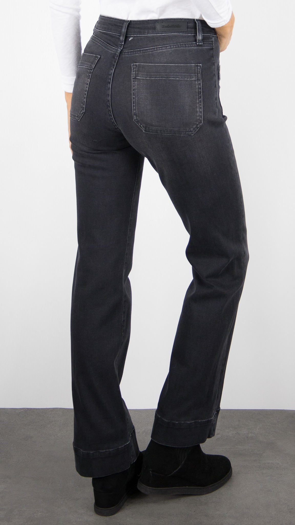 JEANS LONG TAILLE HAUTE DROIT POUR FEMME  DENIM STUDIO JOSH BLACK CASHMERE DARK VINTAGE 
