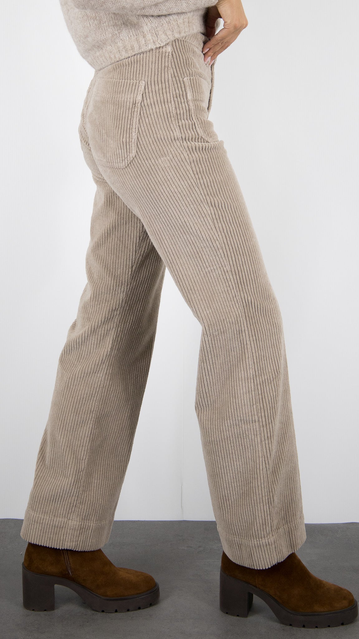 JEANS LONG EN VELOURS COTELE FEMME DENIM STUDIO JOSH CABLE CORD#COLOR_SEPIA/BEIGE