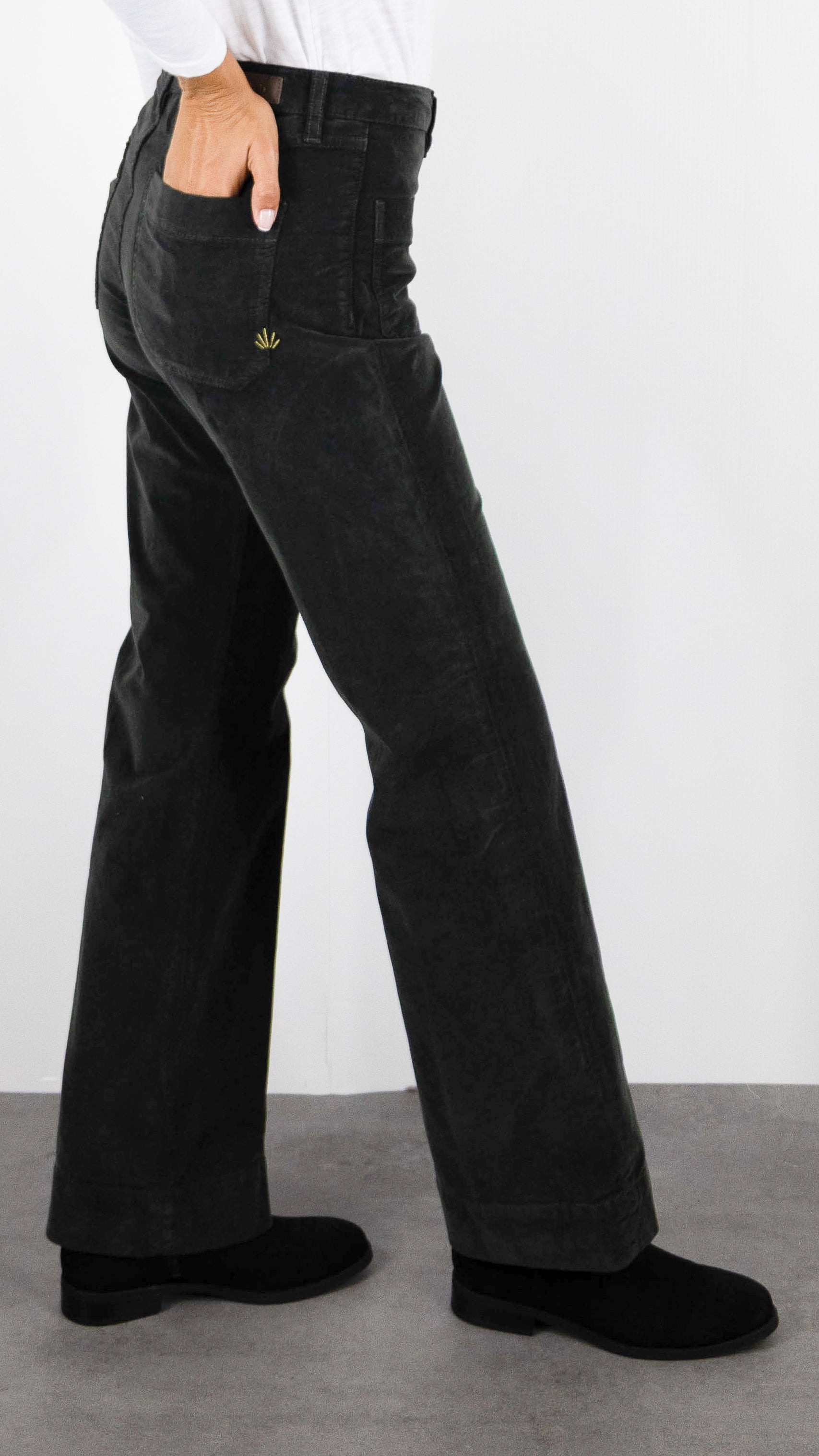 PANTALON LONG EVASE EN VELOURS POUR FEMME DENIM STUDIO JOSH PALATINE CORD#COLOR_KAKI