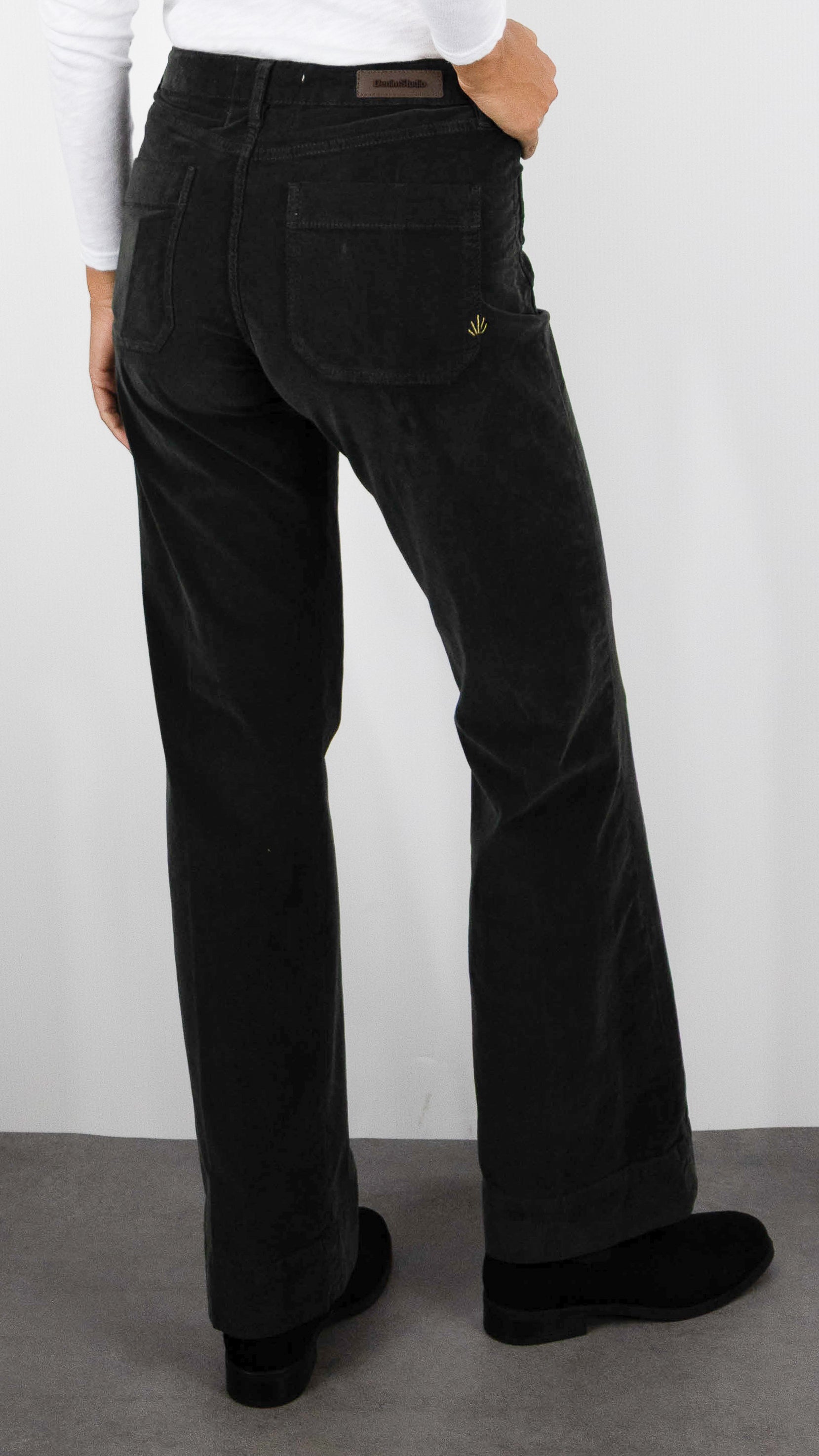 PANTALON LONG EVASE EN VELOURS POUR FEMME DENIM STUDIO JOSH PALATINE CORD#COLOR_KAKI