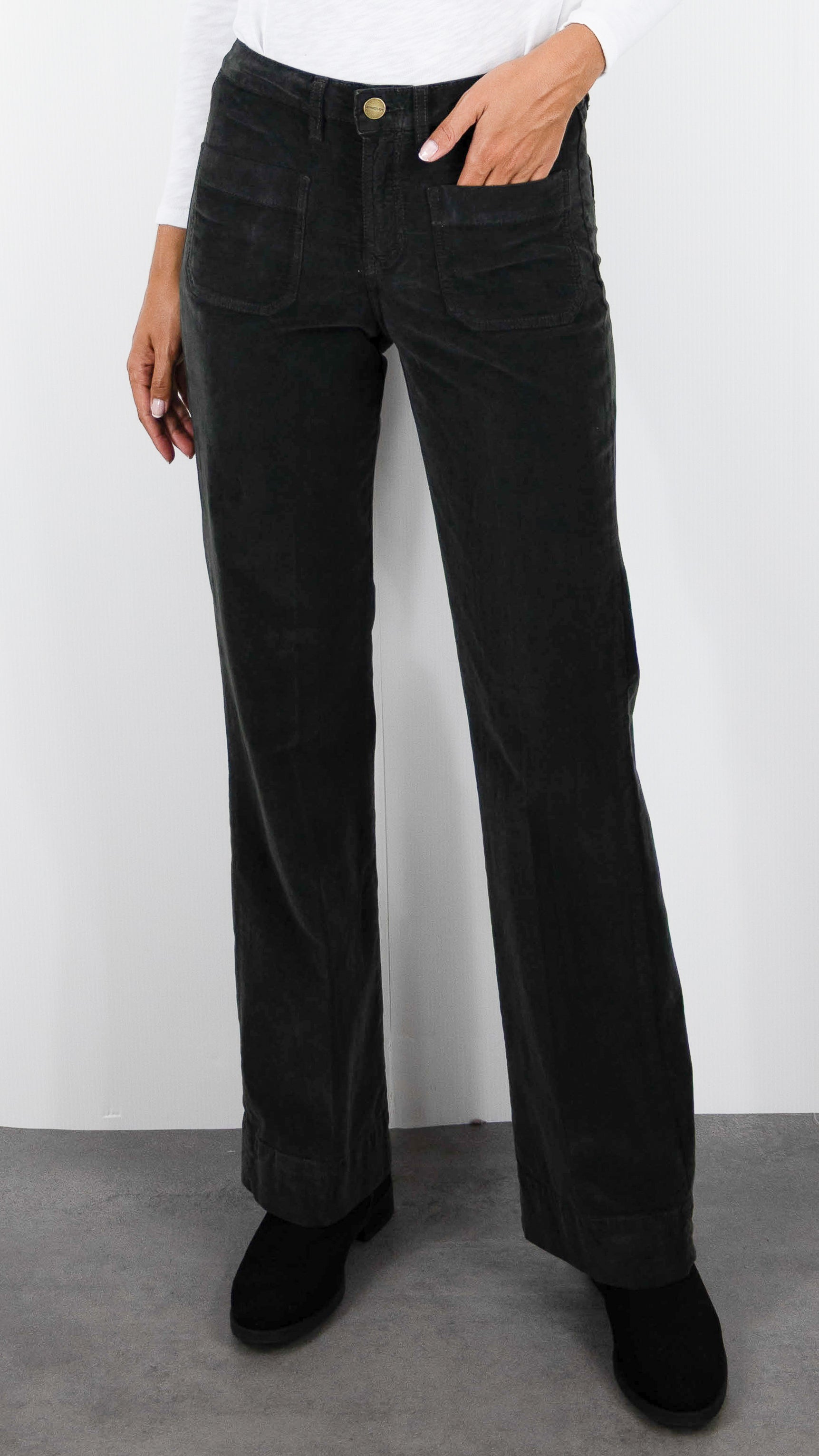 PANTALON LONG EVASE EN VELOURS POUR FEMME DENIM STUDIO JOSH PALATINE CORD#COLOR_KAKI