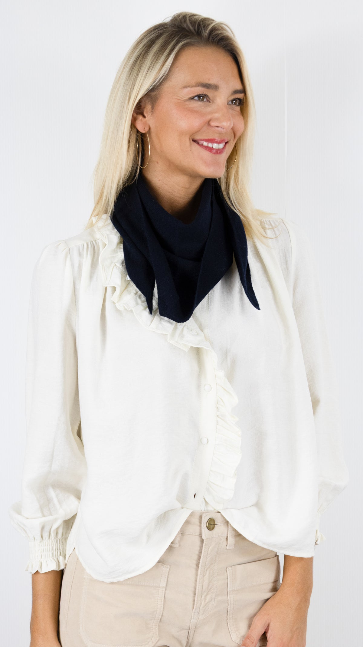 ECHARPE PETIT TRIANGLE EN LAINE VOUS 678441#COLOR_551/BLEU FONCE 