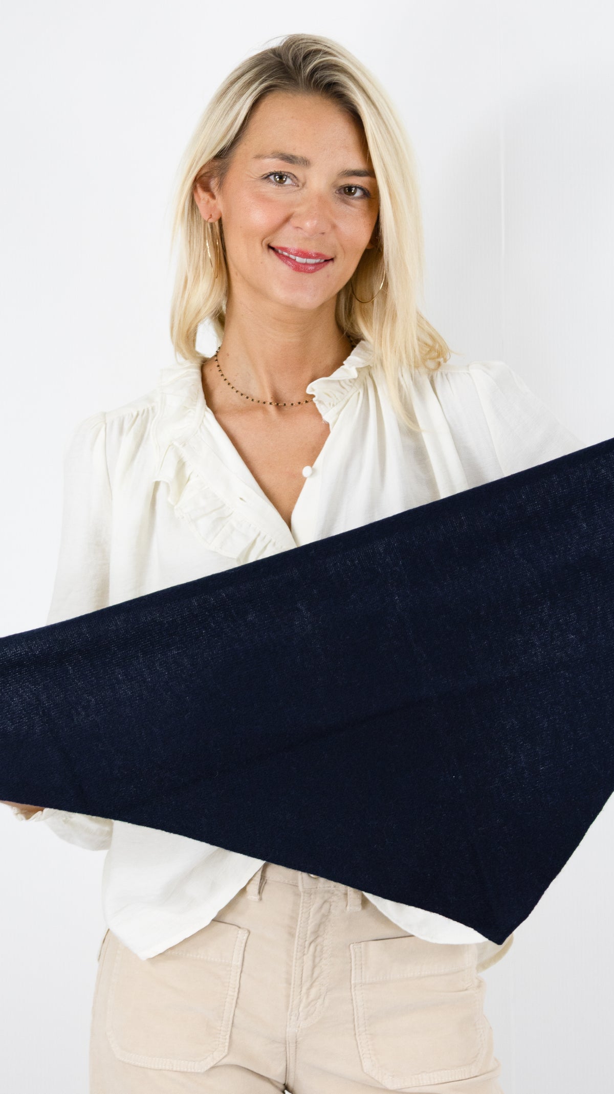 ECHARPE PETIT TRIANGLE EN LAINE VOUS 678441#COLOR_551/BLEU FONCE 