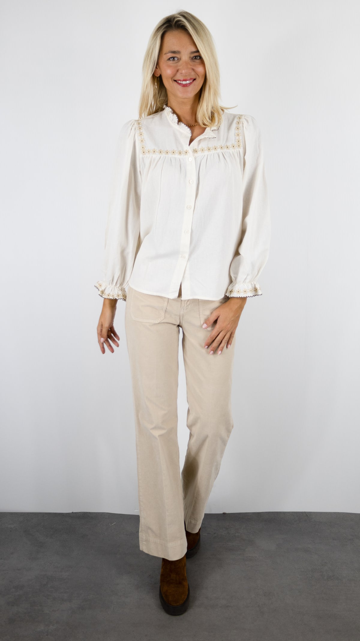 CHEMISIER FLEURI BRODE EN COTON POUR FEMME SO SWEET CH716 