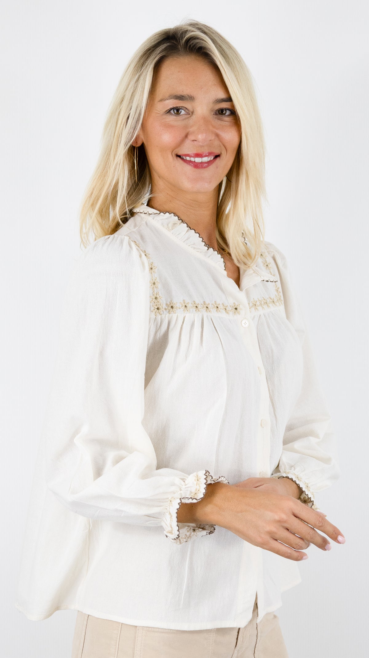 CHEMISIER FLEURI BRODE EN COTON POUR FEMME SO SWEET CH716 