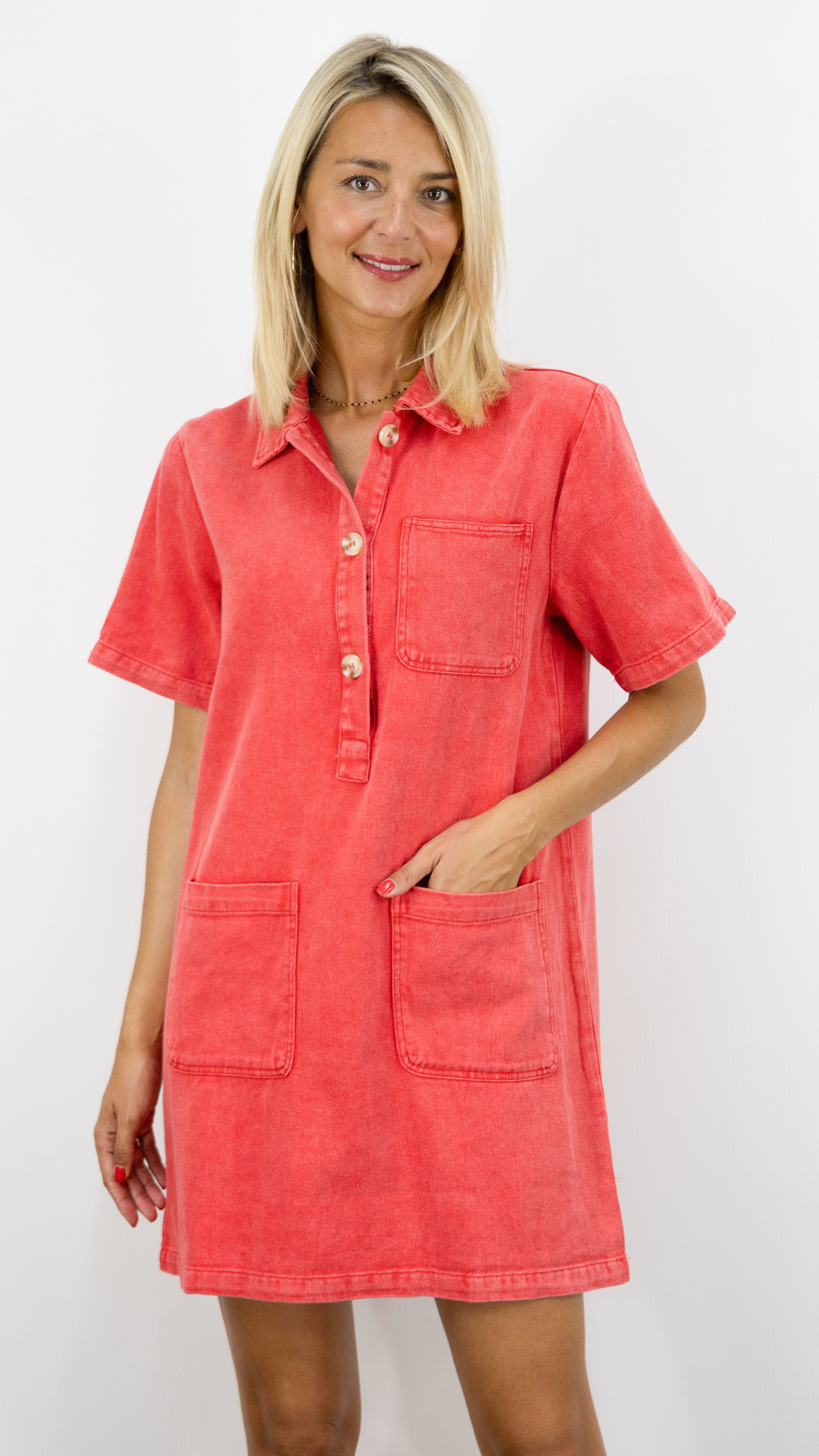 ROBE CHEMISE EN COTON KILKY JP3652 CORAIL
