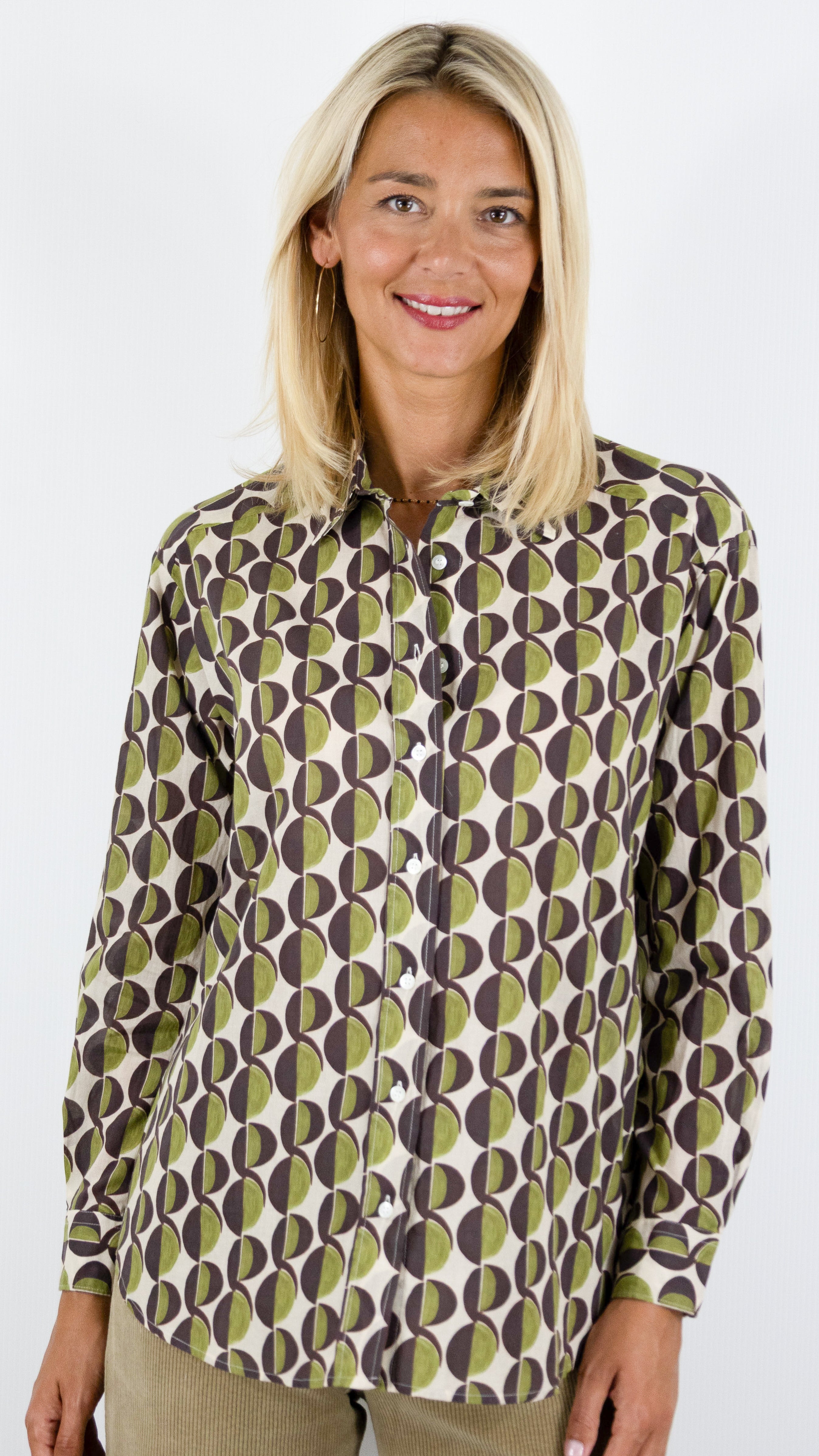 CHEMISE IMPRIMEE EN VOILE DE COTON POUR FEMME MARRON KAKI HARTFORD CINEMA