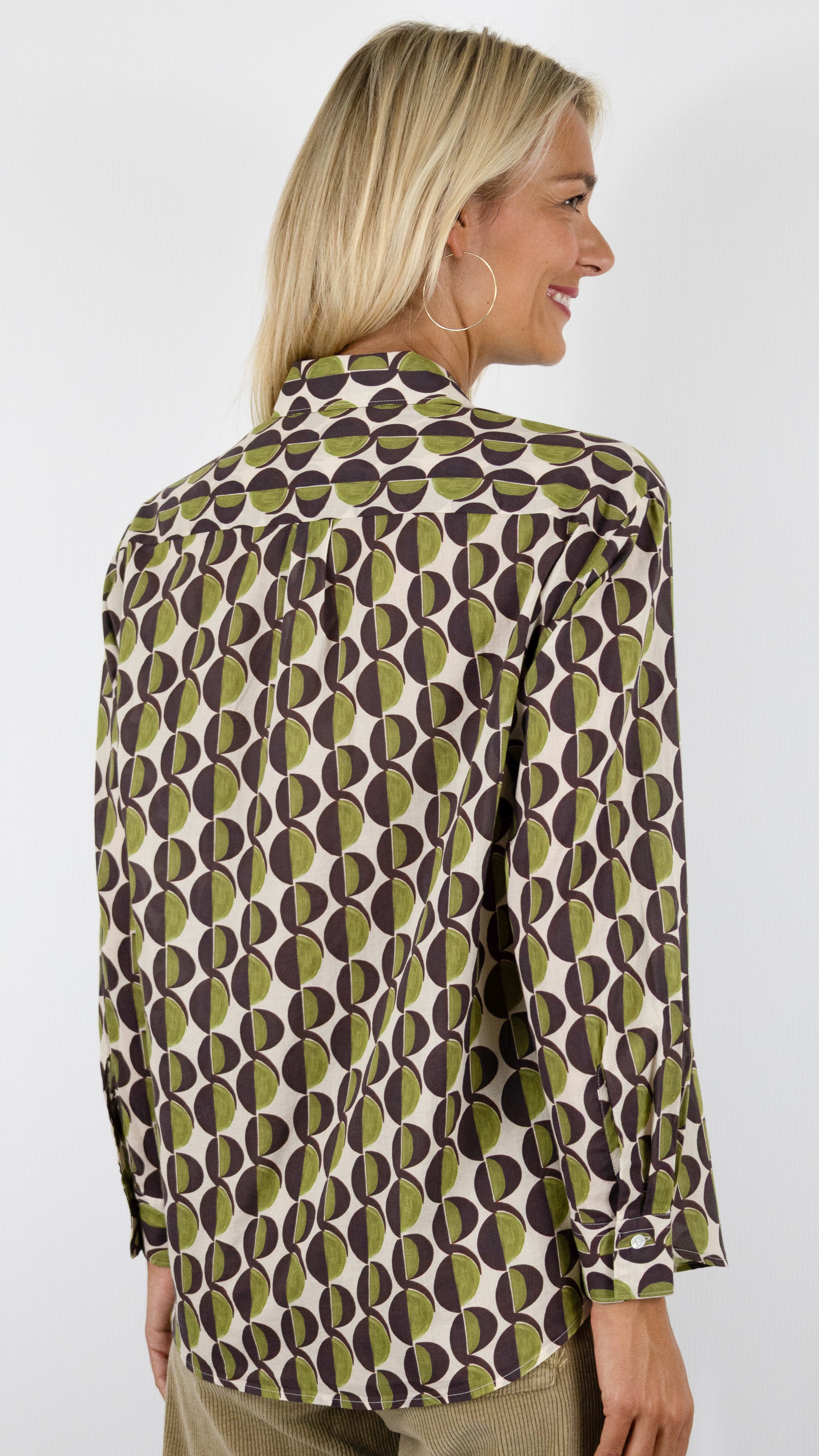 CHEMISE IMPRIMEE EN VOILE DE COTON POUR FEMME MARRON KAKI HARTFORD CINEMA