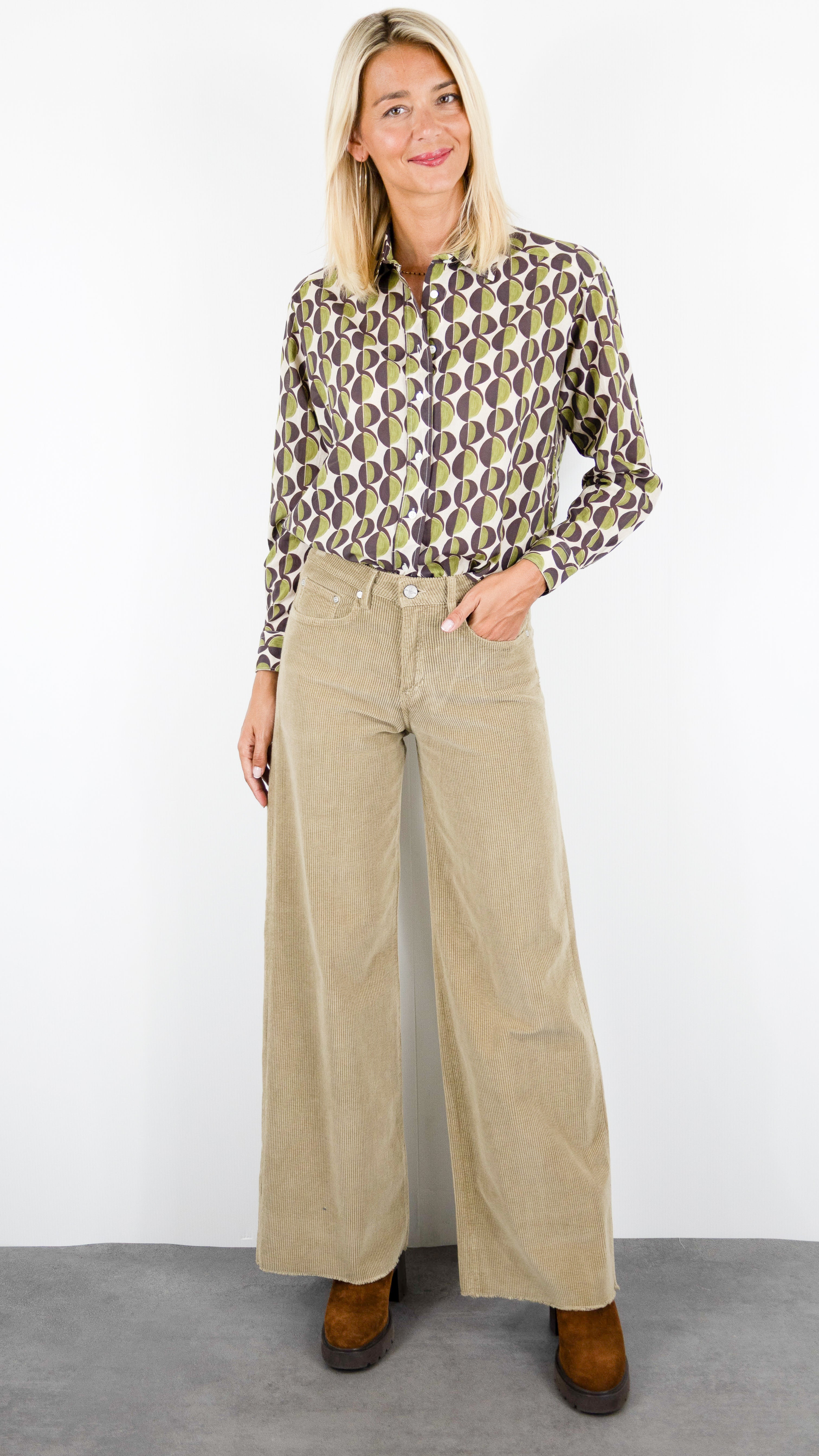 CHEMISE IMPRIMEE EN VOILE DE COTON POUR FEMME MARRON KAKI HARTFORD CINEMA