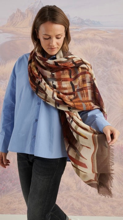 FOULARD A CARREAUX EN LAINE CAMEL STORI ATIPIC JULIE