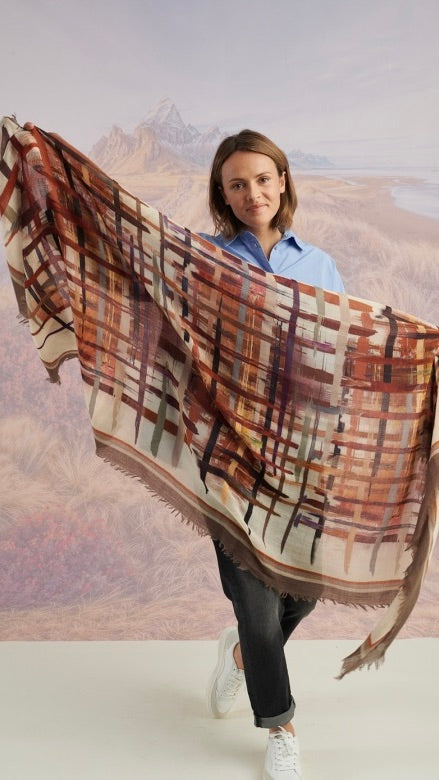 FOULARD A CARREAUX EN LAINE CAMEL STORI ATIPIC JULIE
