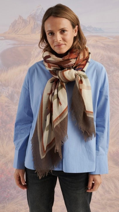 FOULARD A CARREAUX EN LAINE CAMEL STORI ATIPIC JULIE