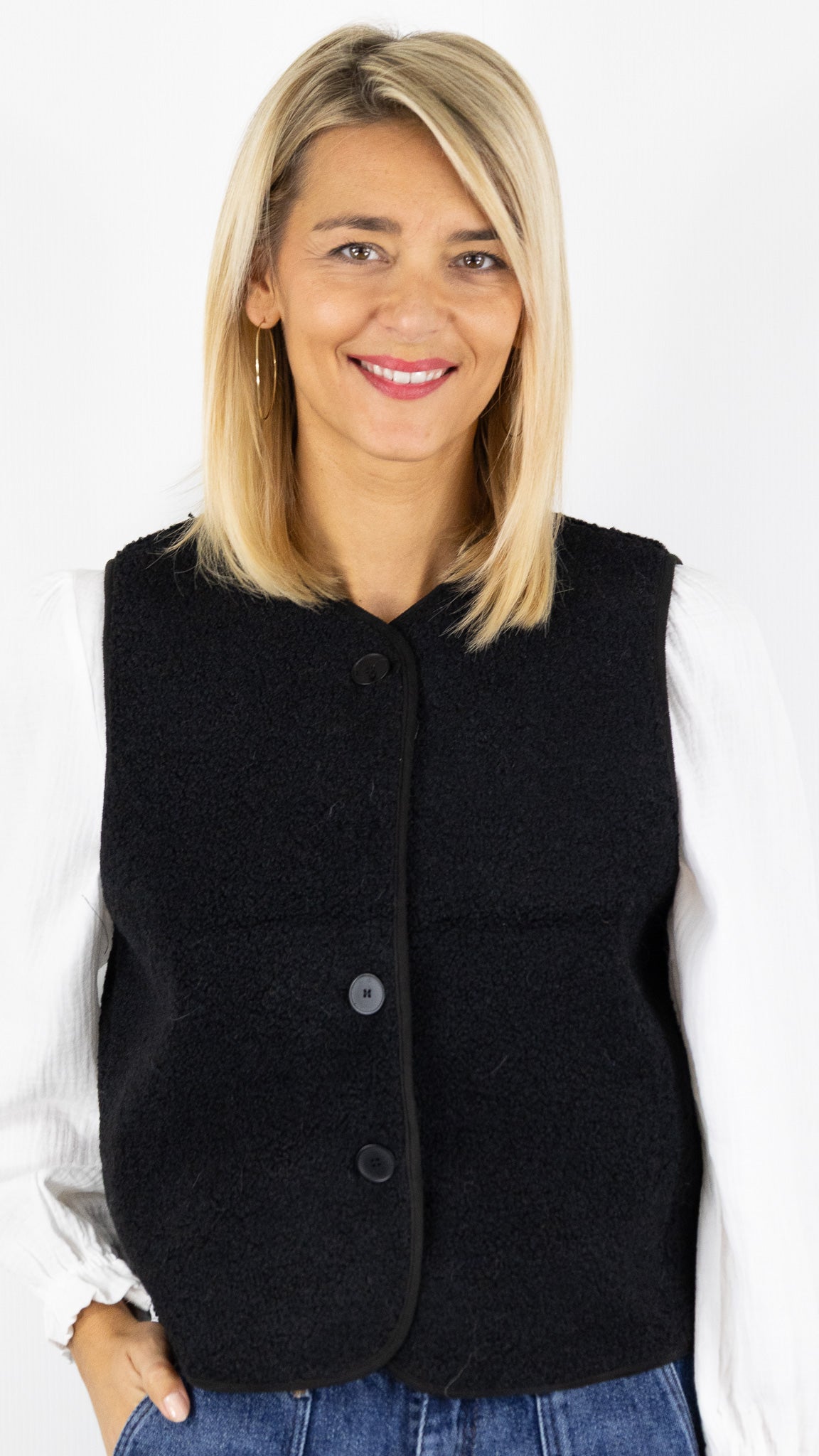 Gilet Bi-coloré It Hippie Taille 38 - Beige Et Gris, Acrylique Et Angora - Occasion Très Bon état