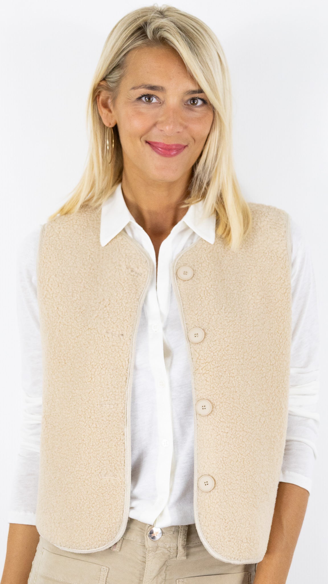 GILET SANS MANCHES MPOUTON TAUPE FEMME IT HIPPIE K202 384