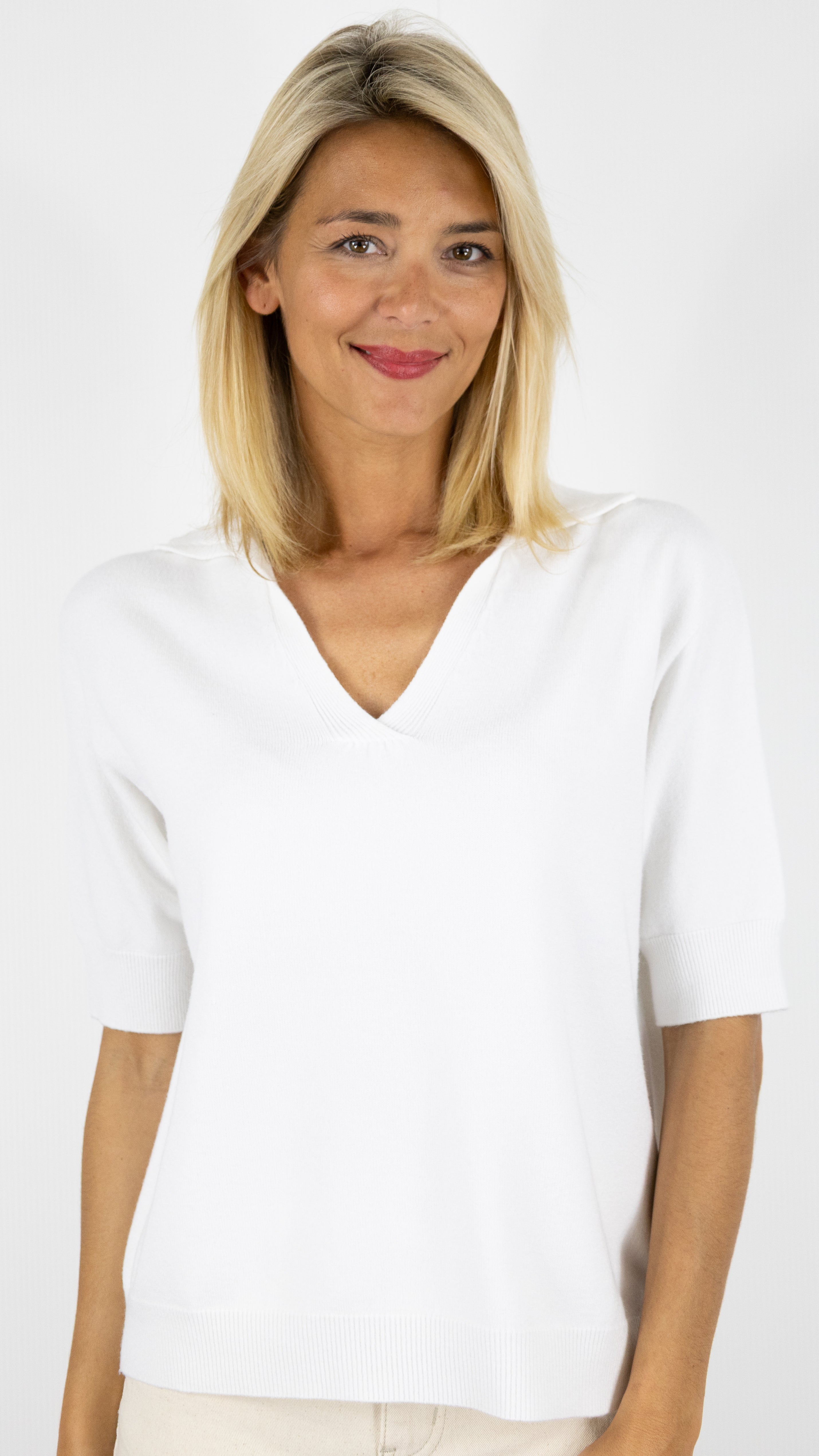 PULL POLO ALEXANDRE LAURENT K8423#COLOR_ECRU