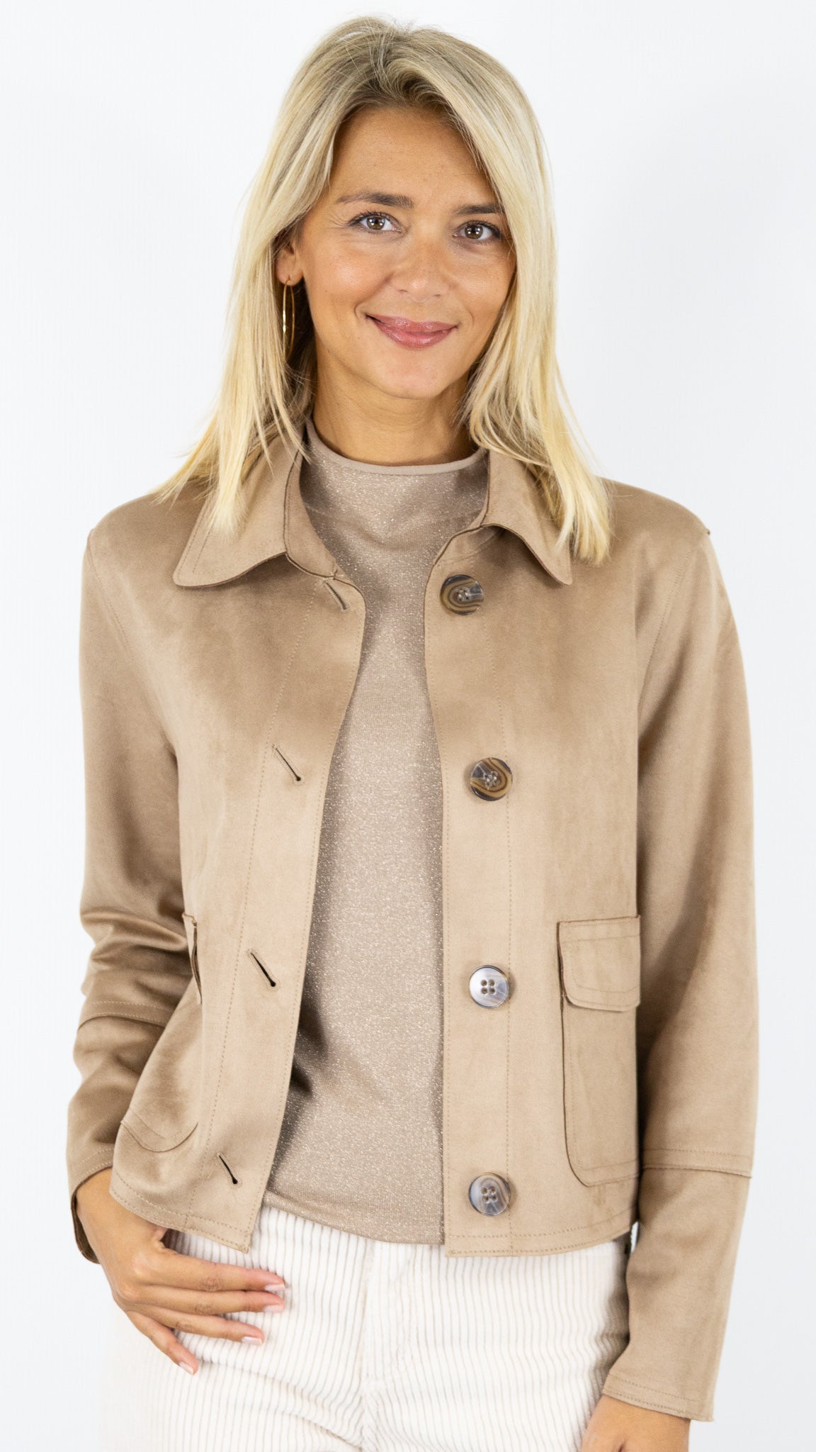 Veste En Faux Daim L.E.I. Taille L - Couleur Tan, Occasion Excellent état, Style Suède Décontracté