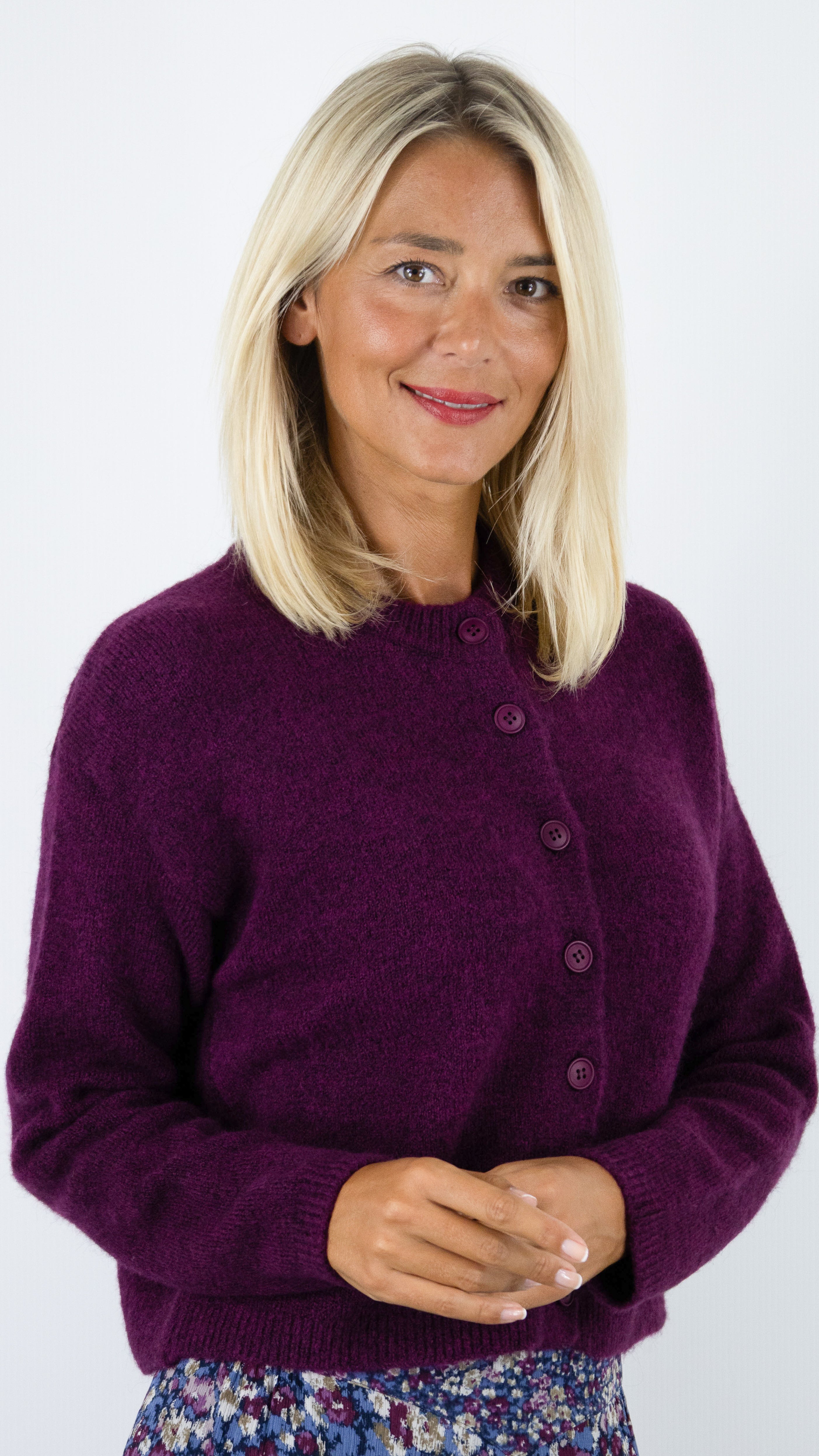 CARDIGAN EN MAILLE MOUSSEUSE POUR FEMME AN'GE LETIANA#COLOR_VIOLINE