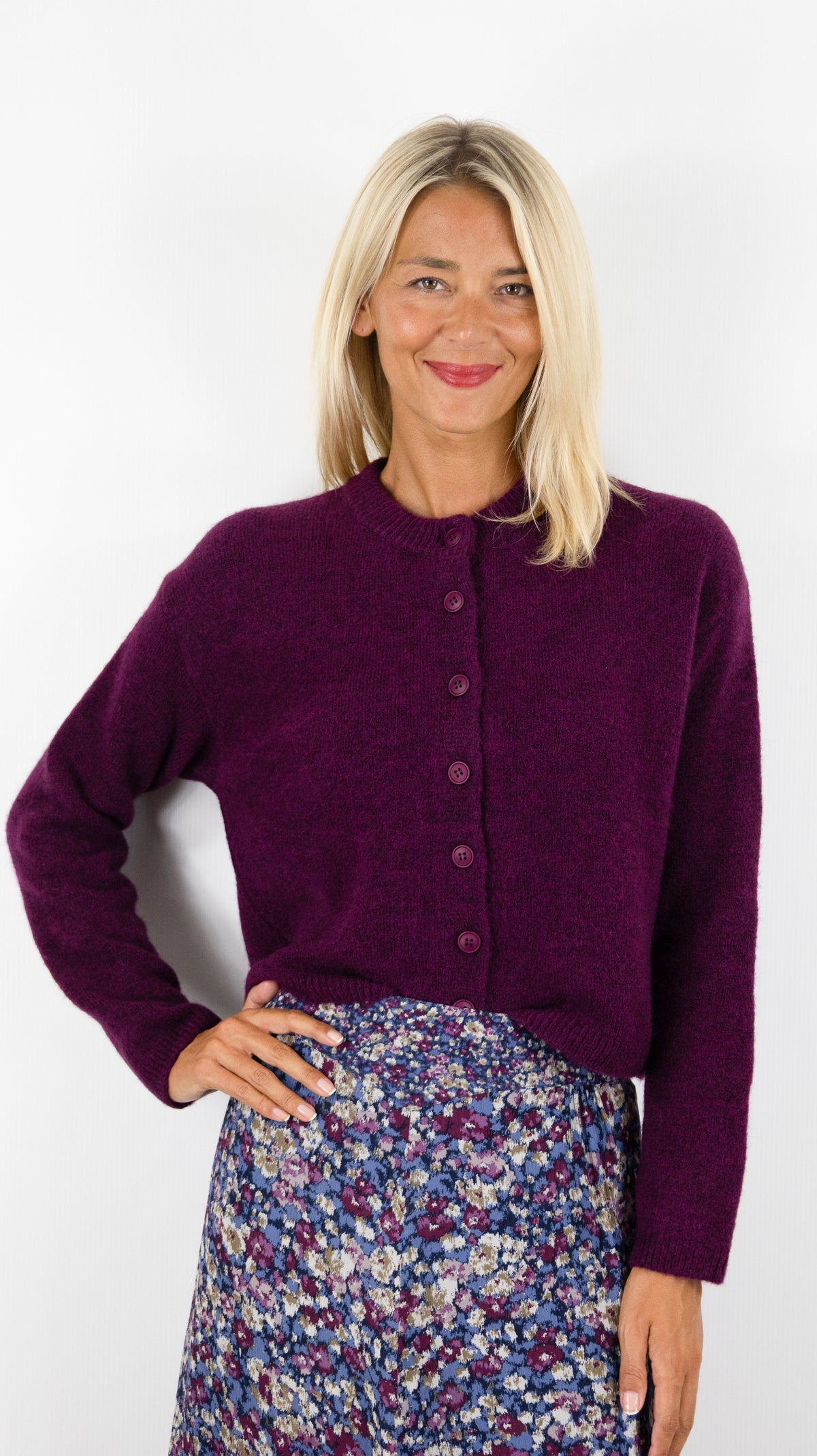 CARDIGAN EN MAILLE MOUSSEUSE POUR FEMME AN'GE LETIANA#COLOR_VIOLINE
