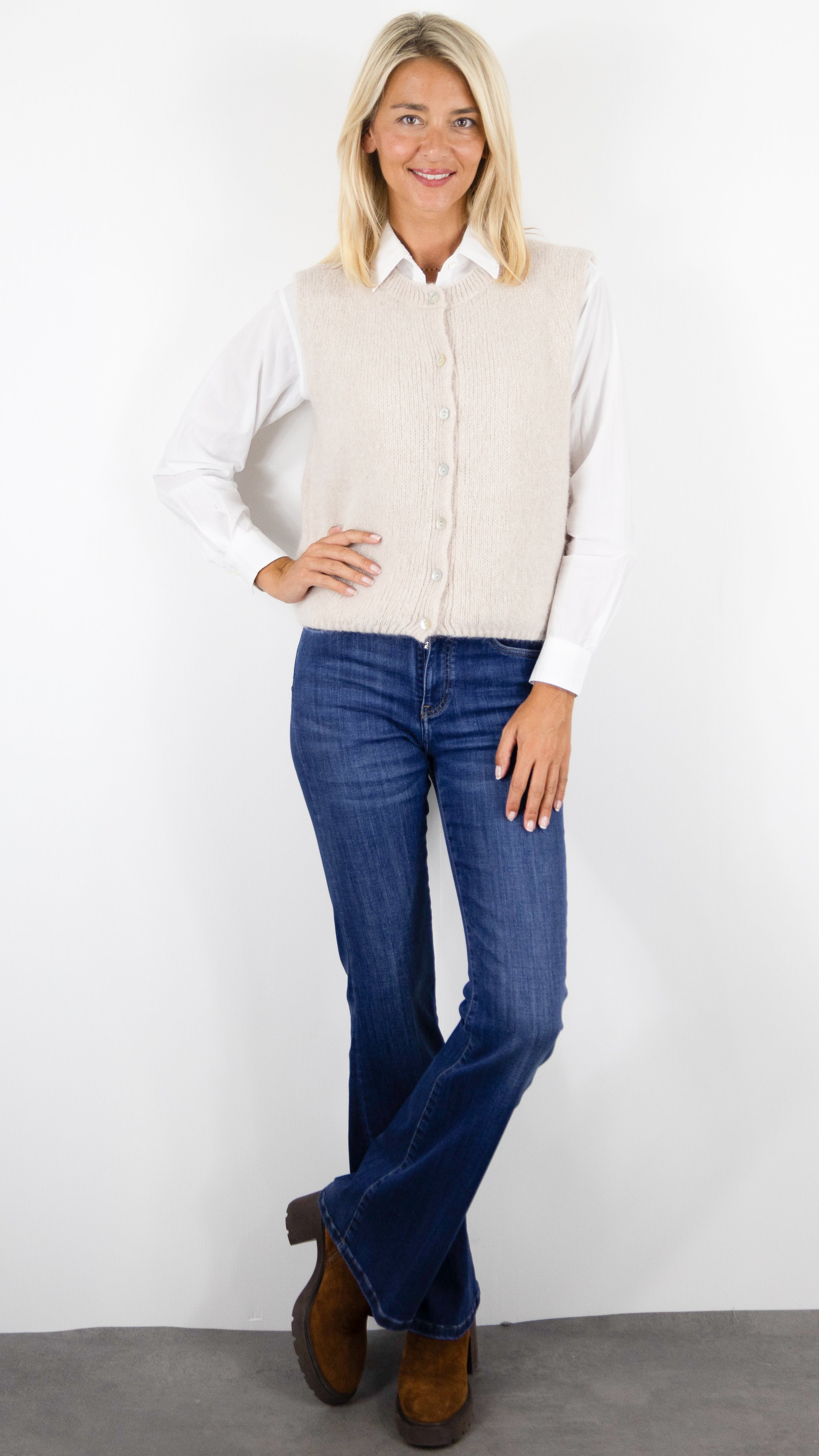 GILET SANS MANCHES EN KID MOHAIR POUR FEMME NAIS KM25069#COLOR_BEIGE