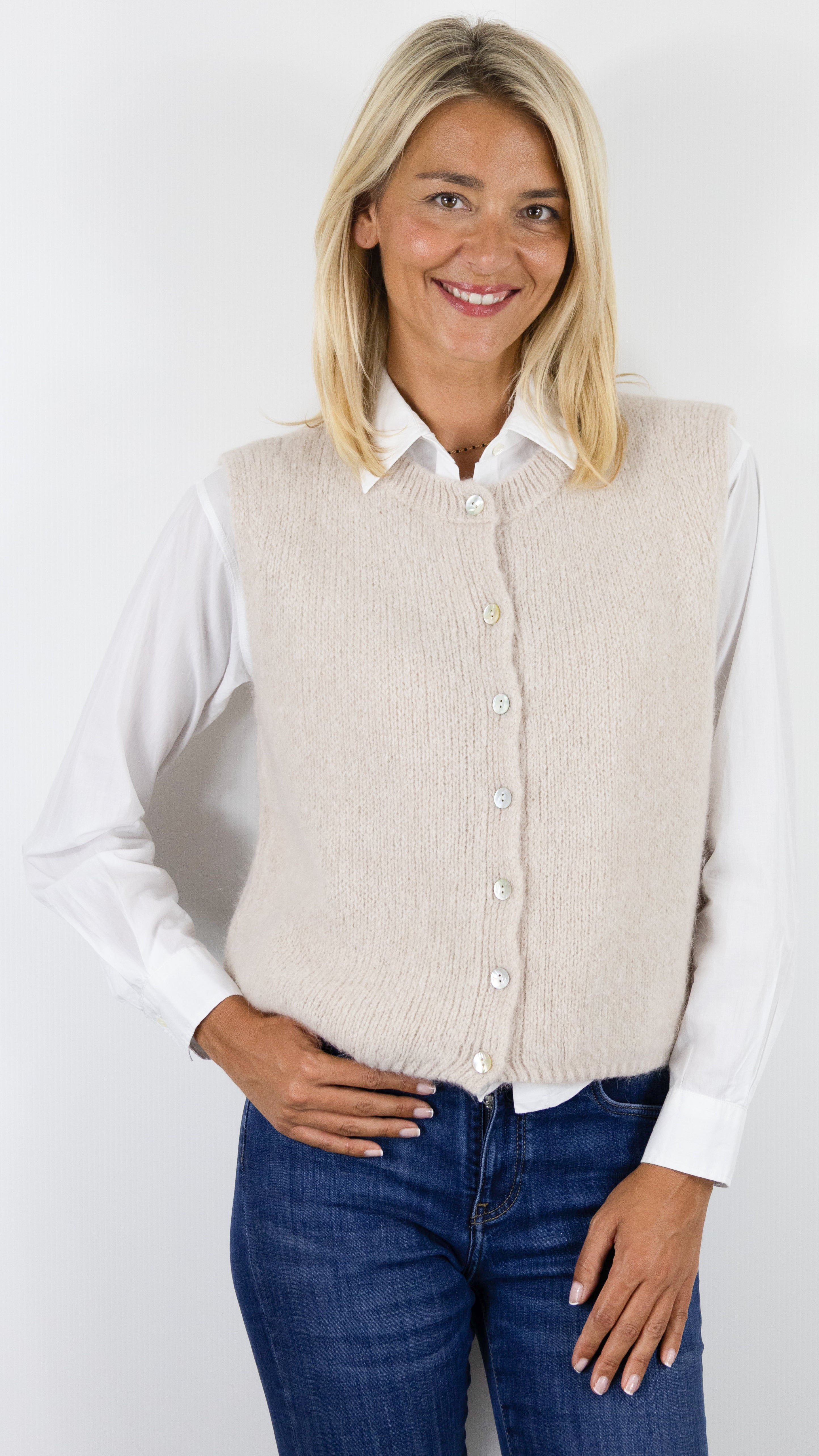 GILET SANS MANCHES EN KID MOHAIR POUR FEMME NAIS KM25069#COLOR_BEIGE