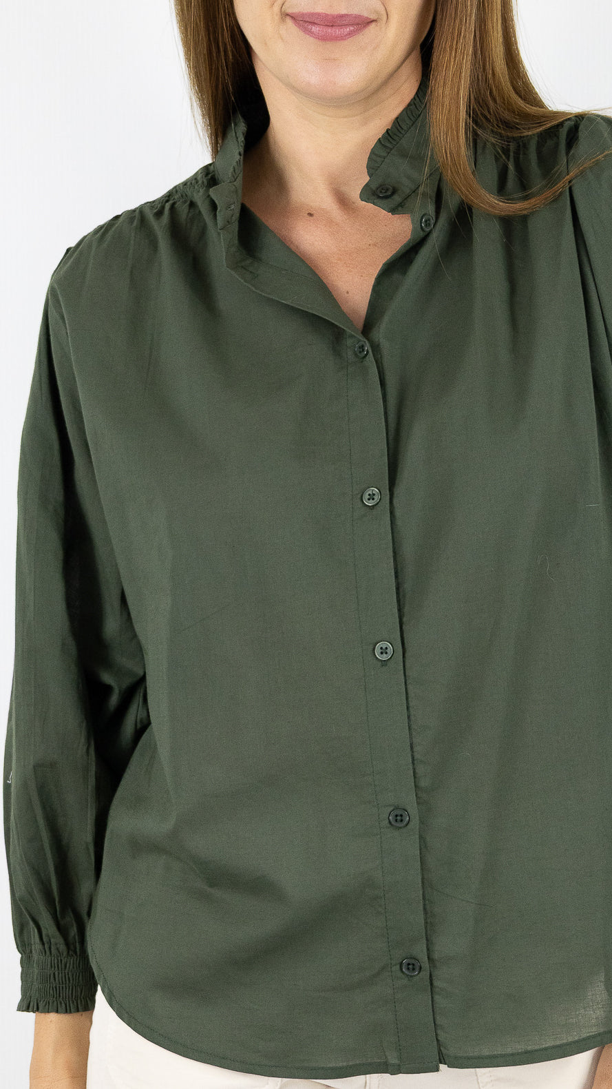 BLOUSE AMPLE MANCHES BALLOS EN COTON  LUK AP L1026#COLOR_KAKI