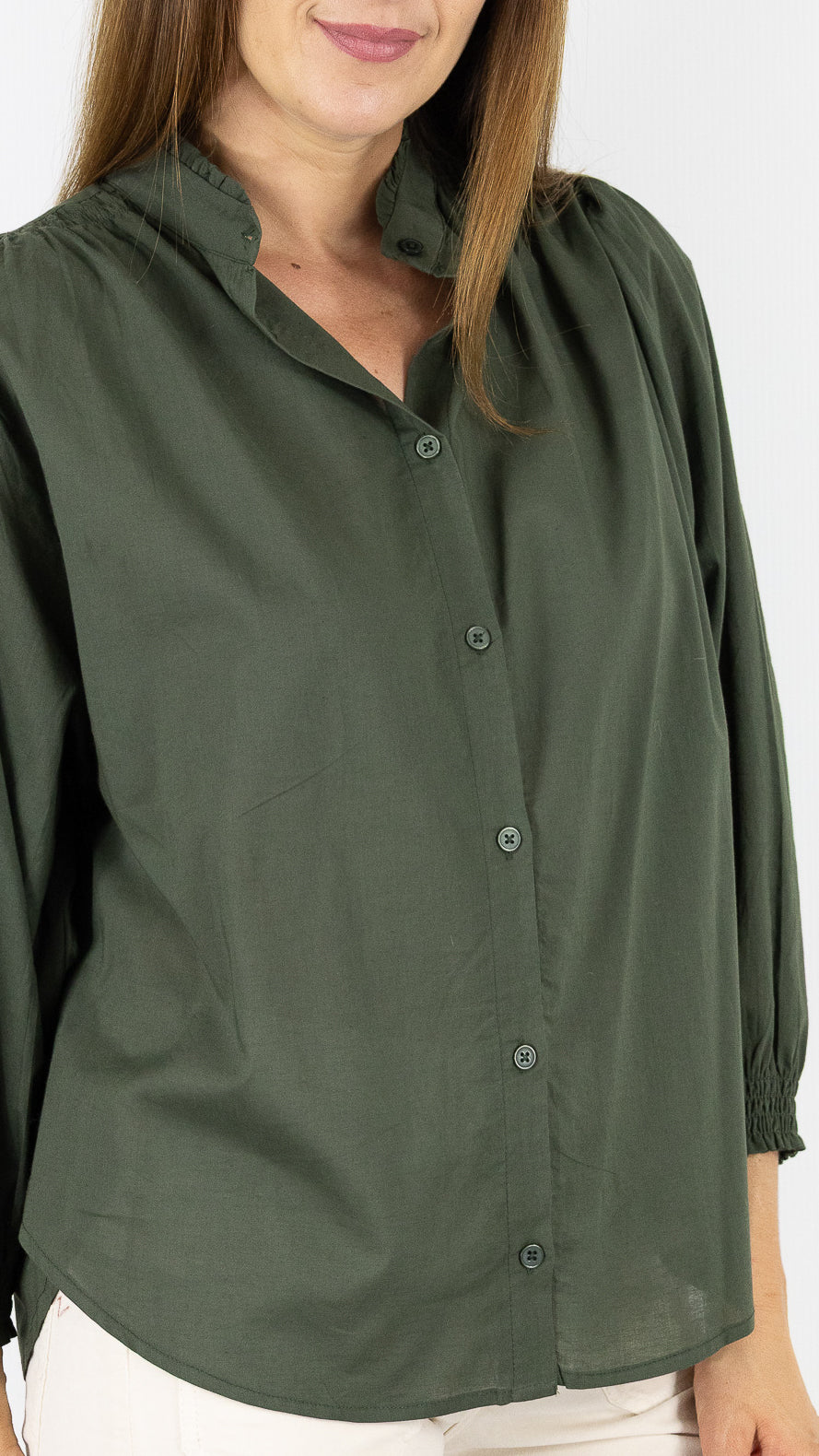 BLOUSE AMPLE MANCHES BALLOS EN COTON  LUK AP L1026#COLOR_KAKI