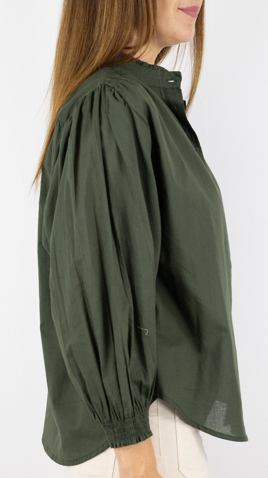 BLOUSE AMPLE MANCHES BALLOS EN COTON  LUK AP L1026#COLOR_KAKI