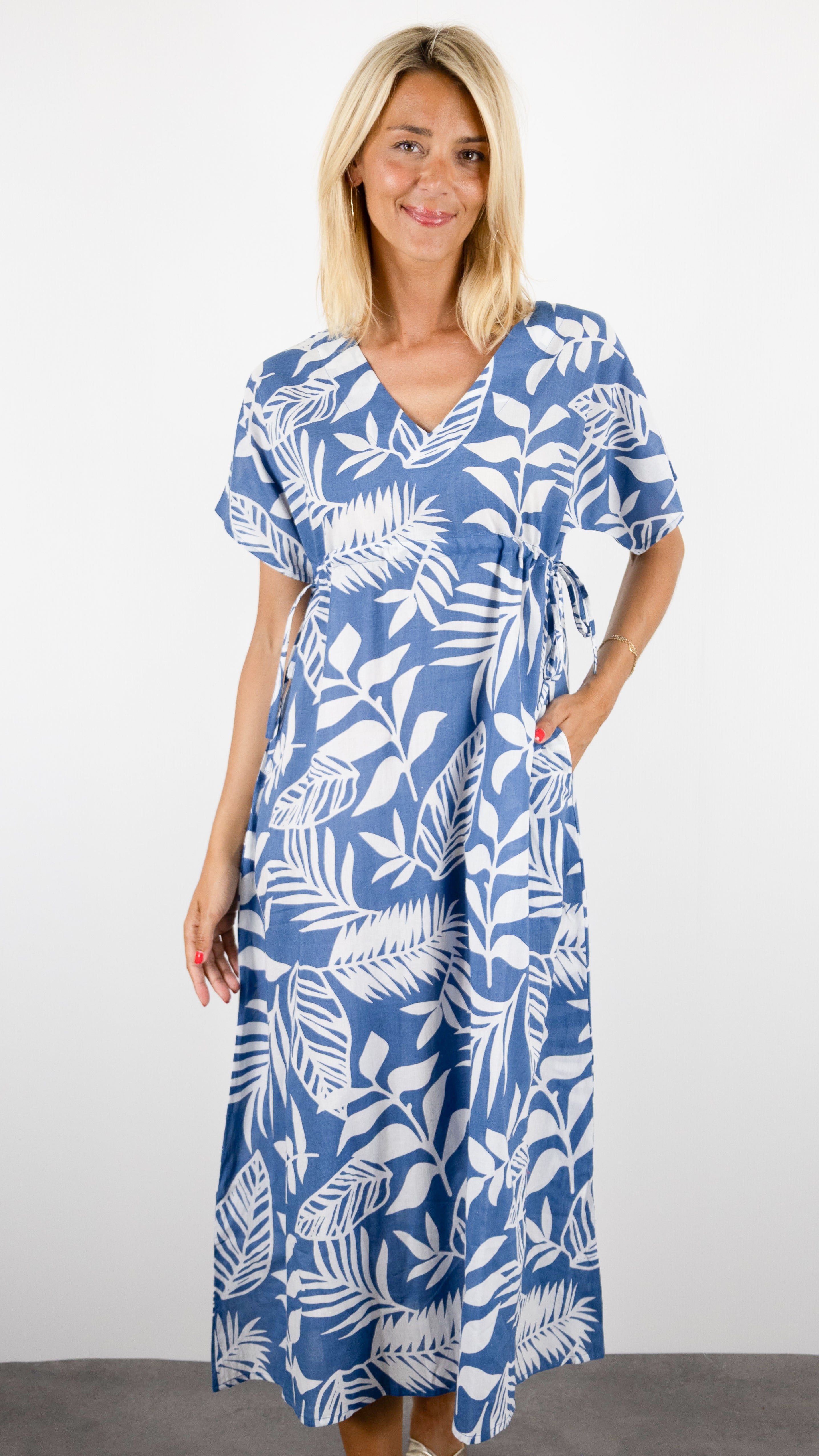 ROBE LONGUE FLEURI BLEU TERRE ROUGE LA500