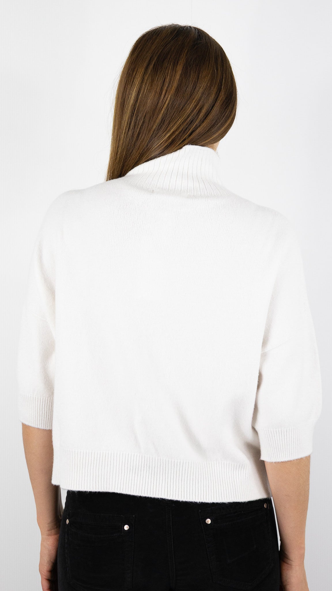 PULL COL CHEMINEE MANCHES 3/4 ALEXANDRE LAURENT L8427#COLOR_ECRU