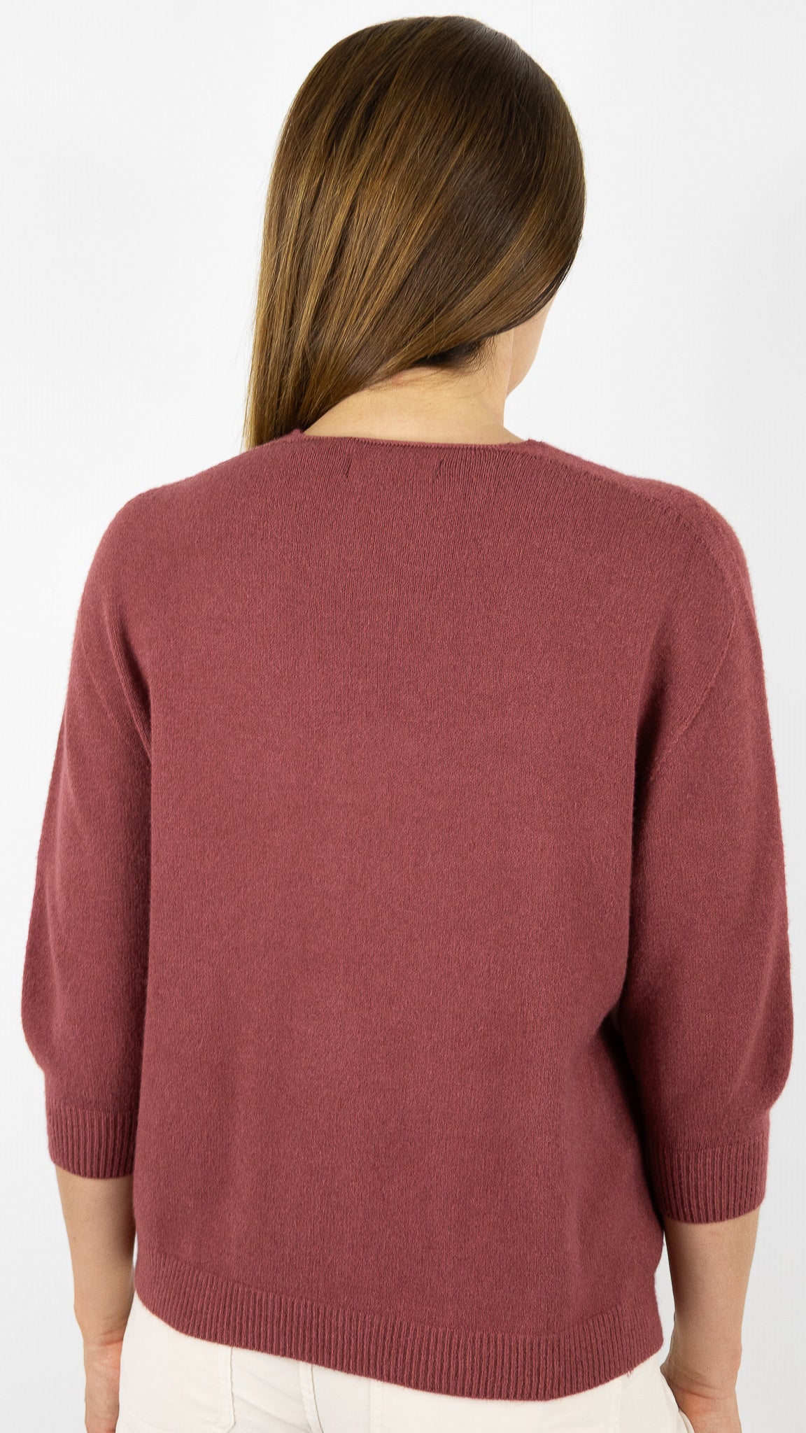 PULL V MANCHES 3/4  ALEXANDRE LAURENT L8434#COLOR_CHILI/BRIQUE