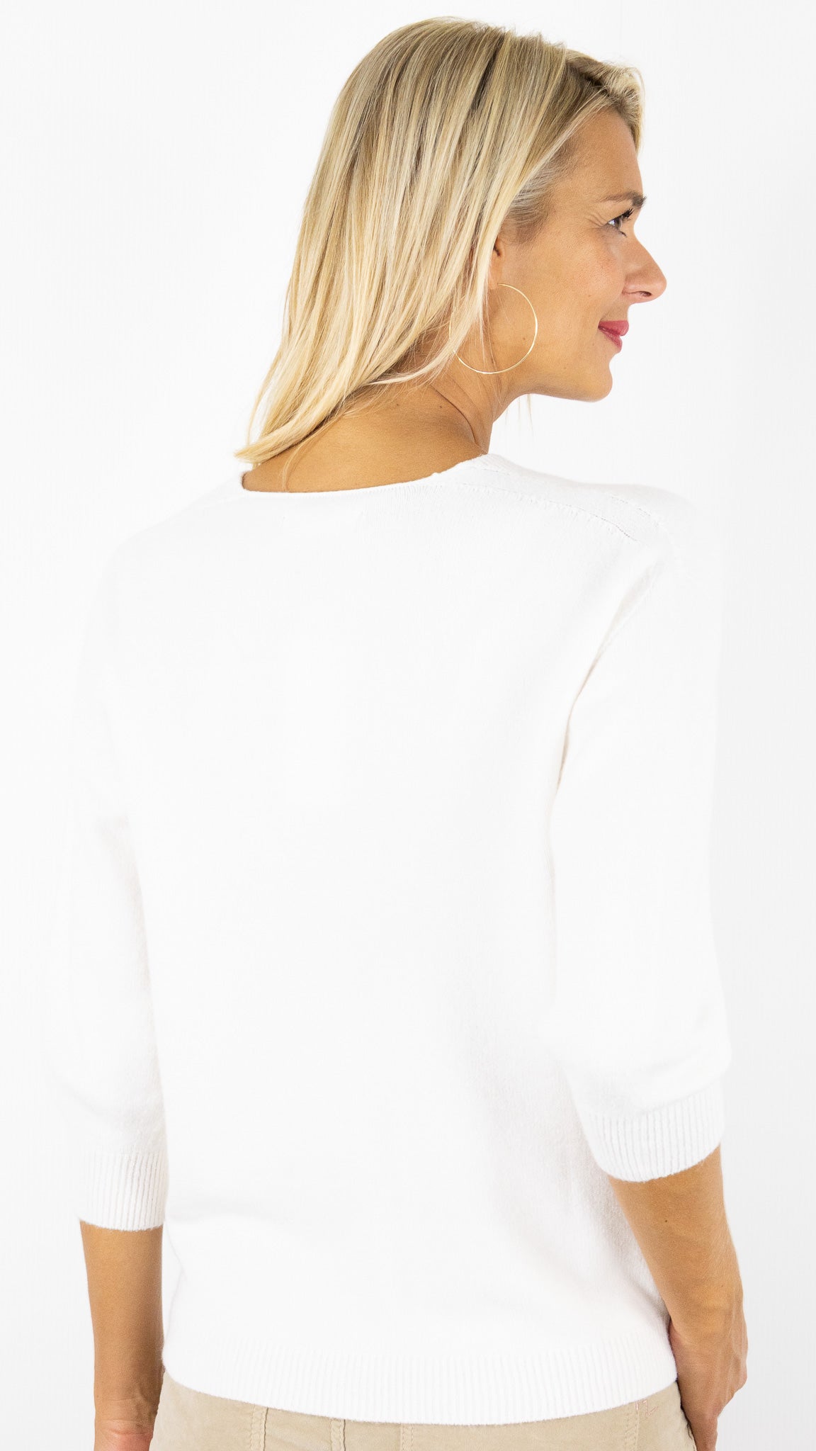 PULL V MANCHES 3/4  ALEXANDRE LAURENT L8434#COLOR_ECRU