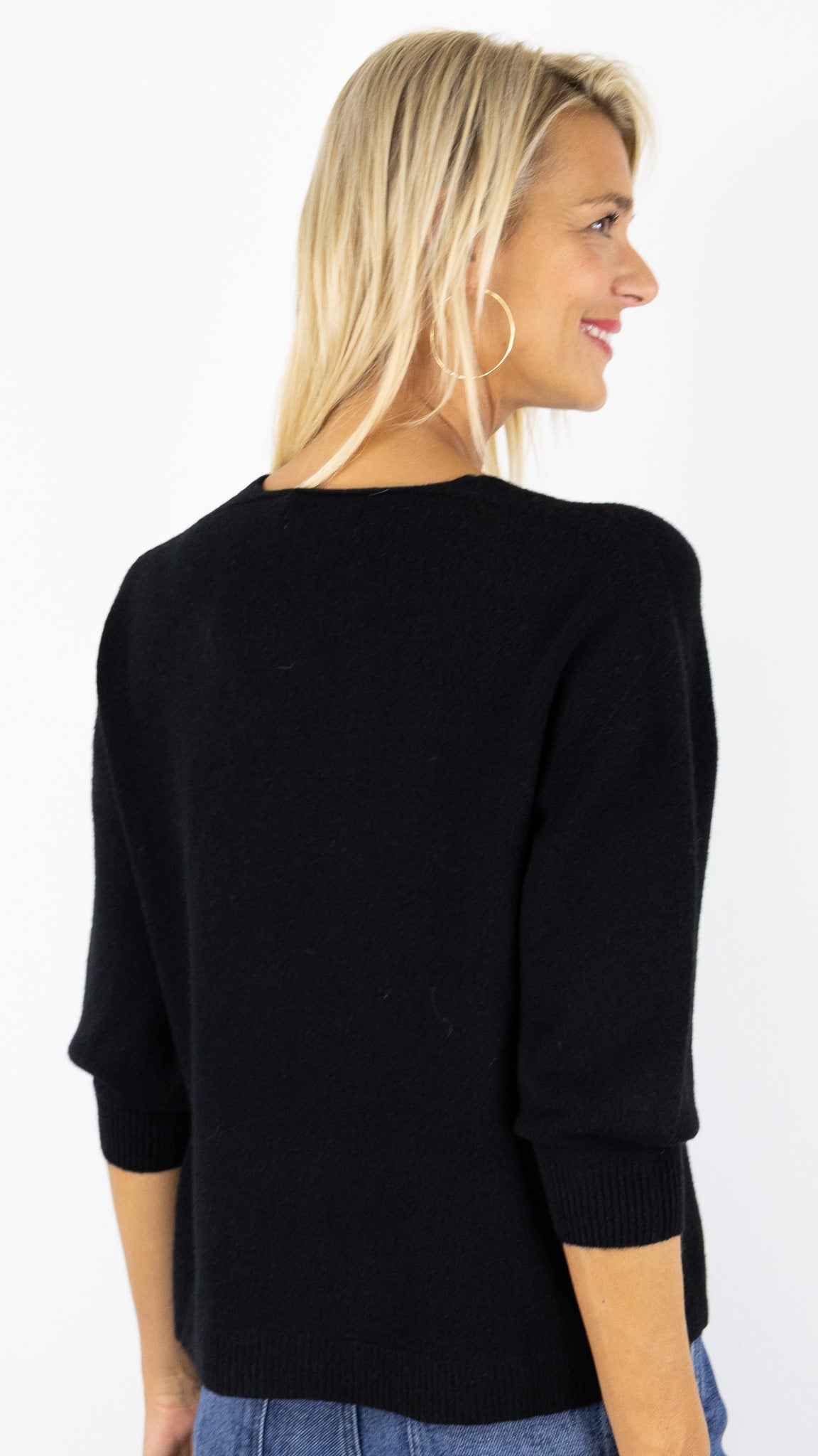 PULL V MANCHES 3/4  ALEXANDRE LAURENT L8434#COLOR_NOIR