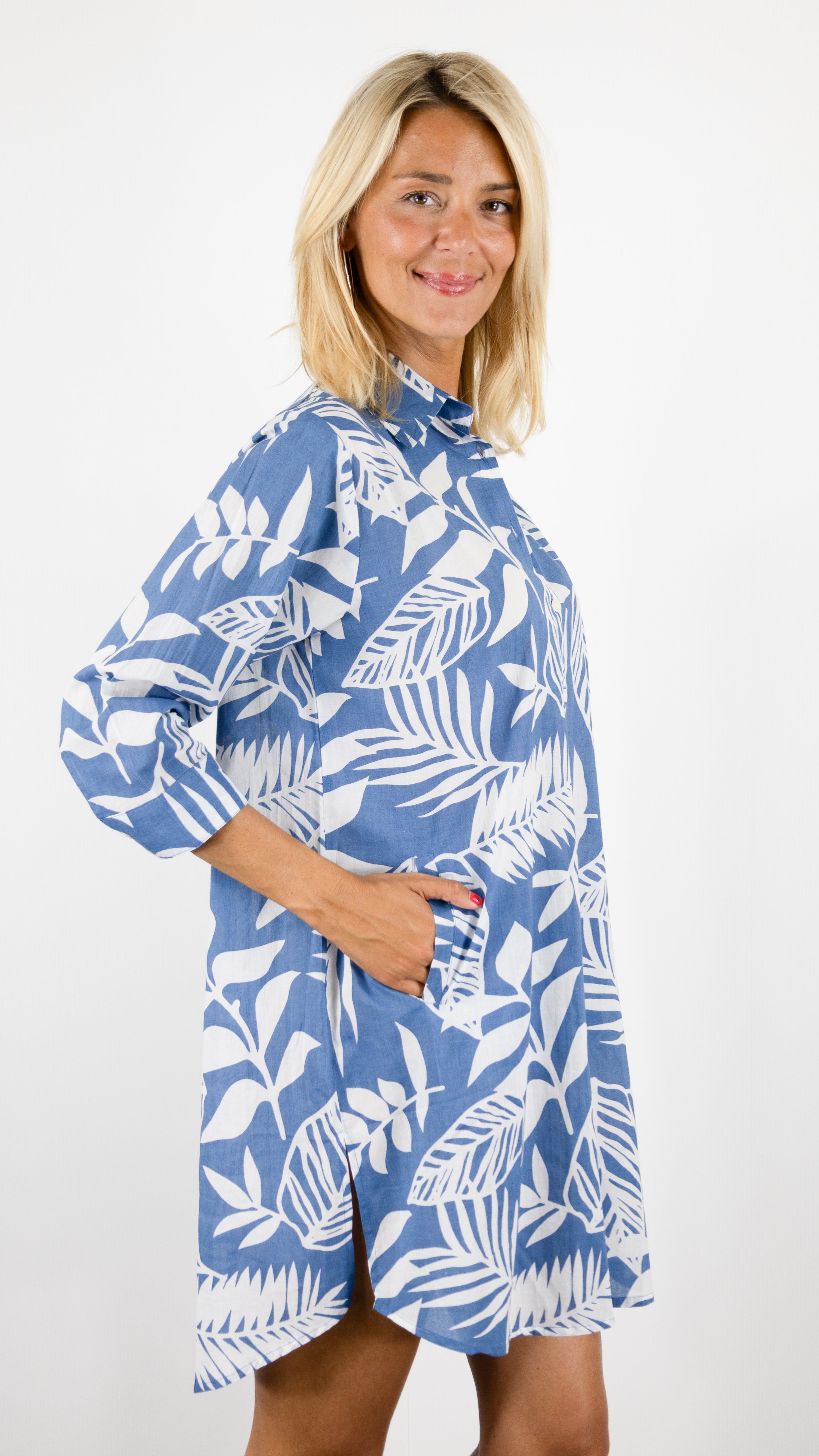 ROBE TUNIQUE IMPRIMEE EN COTON TERRE ROUGE LA2524#COLOR_6J22/PETROL